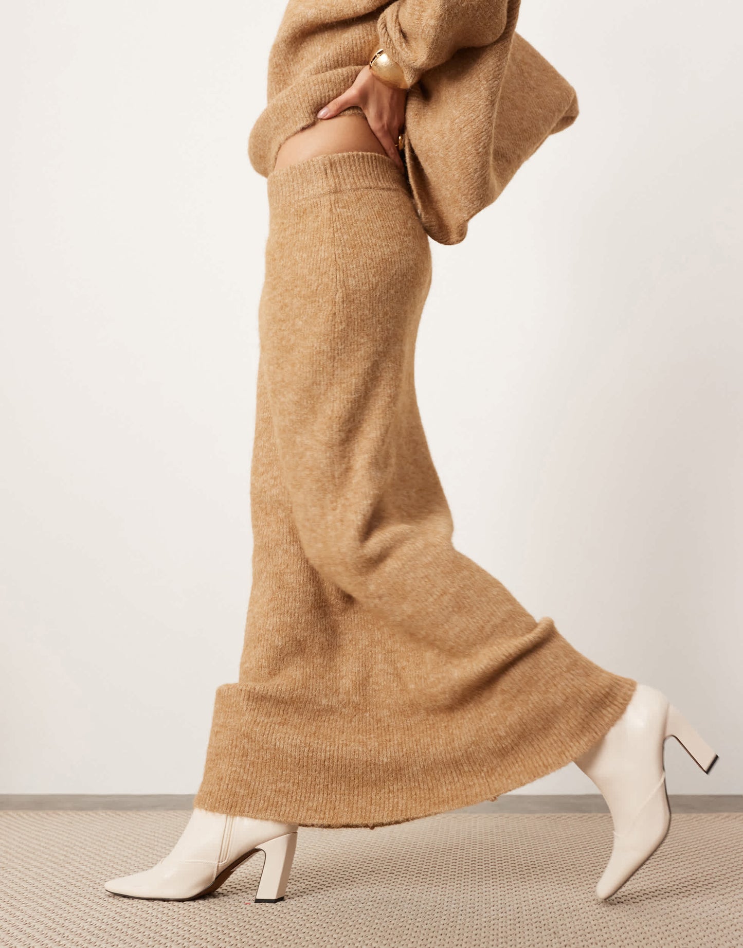 ASOS EDITION knitted maxi skirt co-ord in biscuit