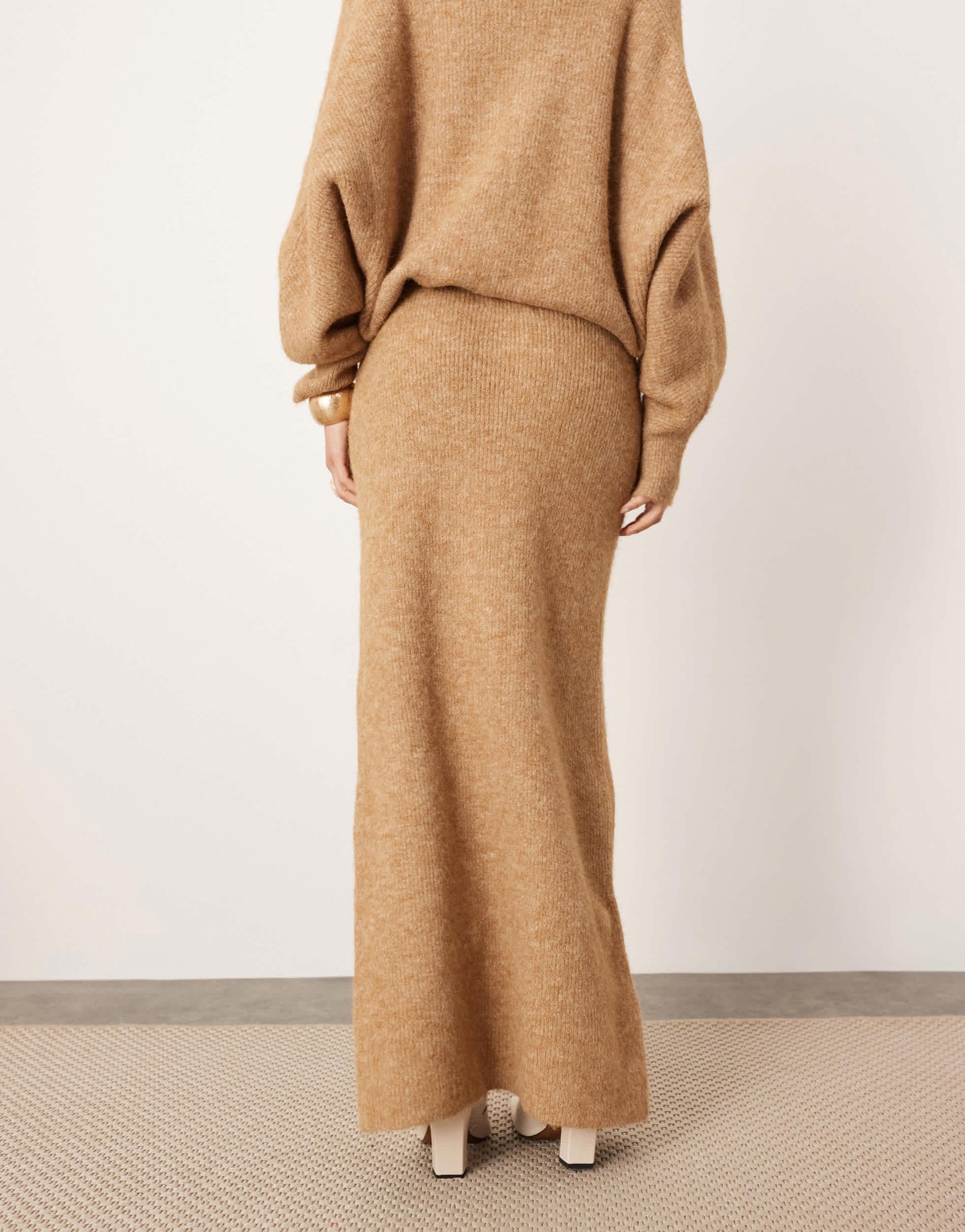 ASOS EDITION knitted maxi skirt co-ord in biscuit