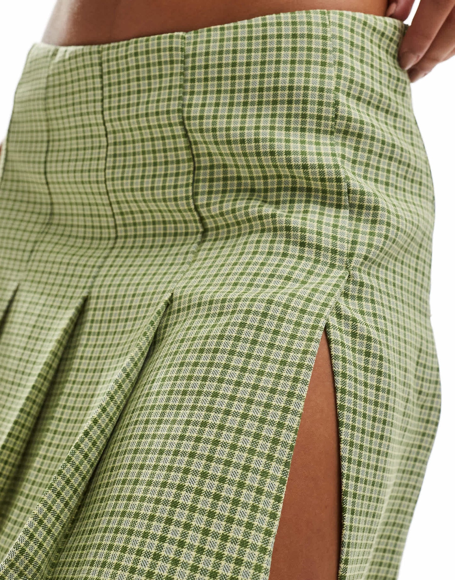 Bailey Rose micro pleated mini skirt in avacado chec