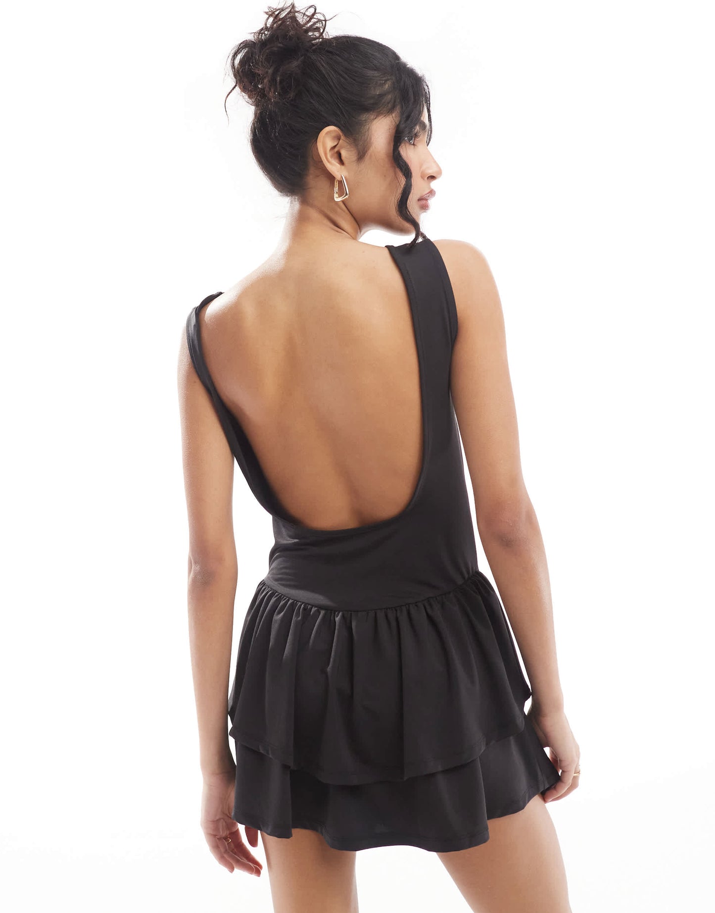 ASOS DESIGN low back skort mini dress in black
