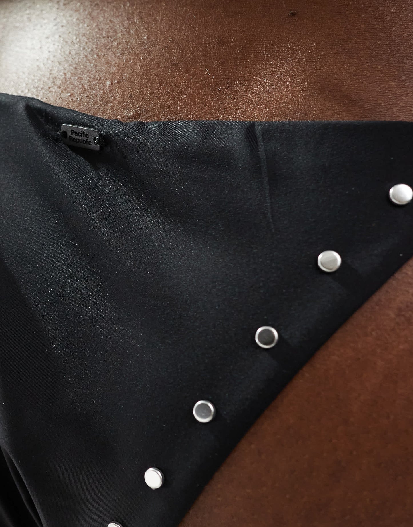 Pull&Bear bikini bottom with silver stud detail in black