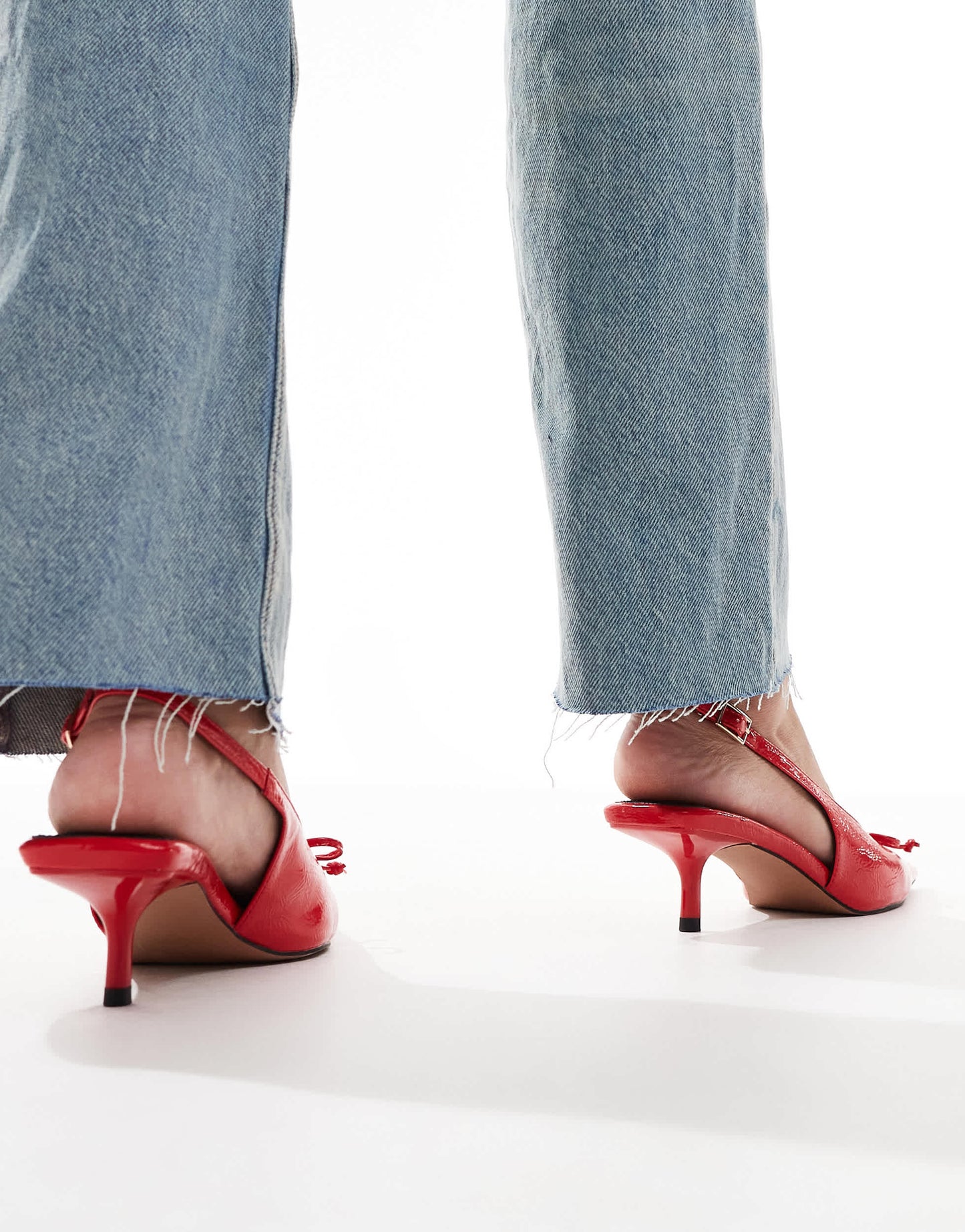 ASOS DESIGN Sriracha bow slingback mid heeled shoes in red