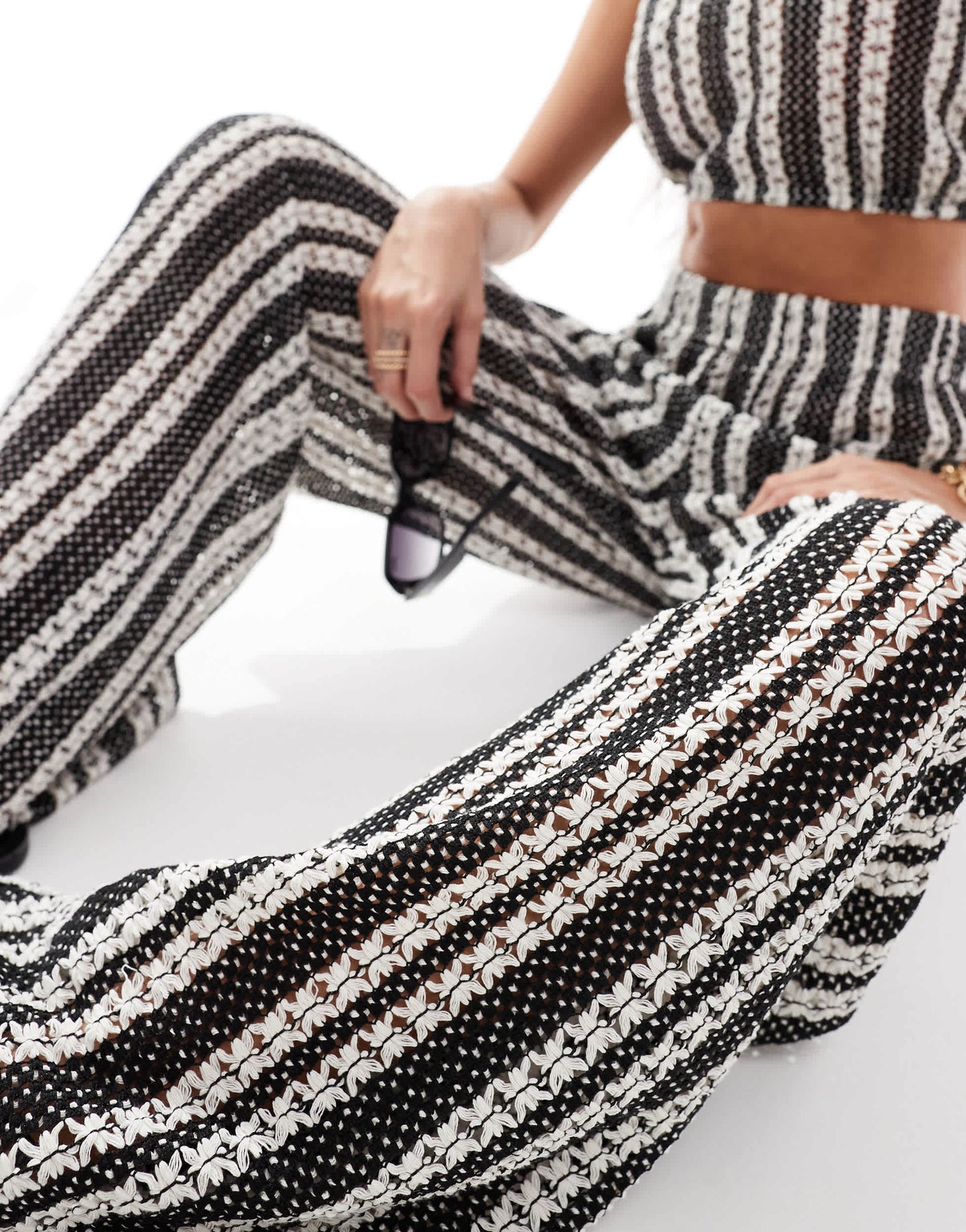 Extro & Vert striped trousers co-ord in mono