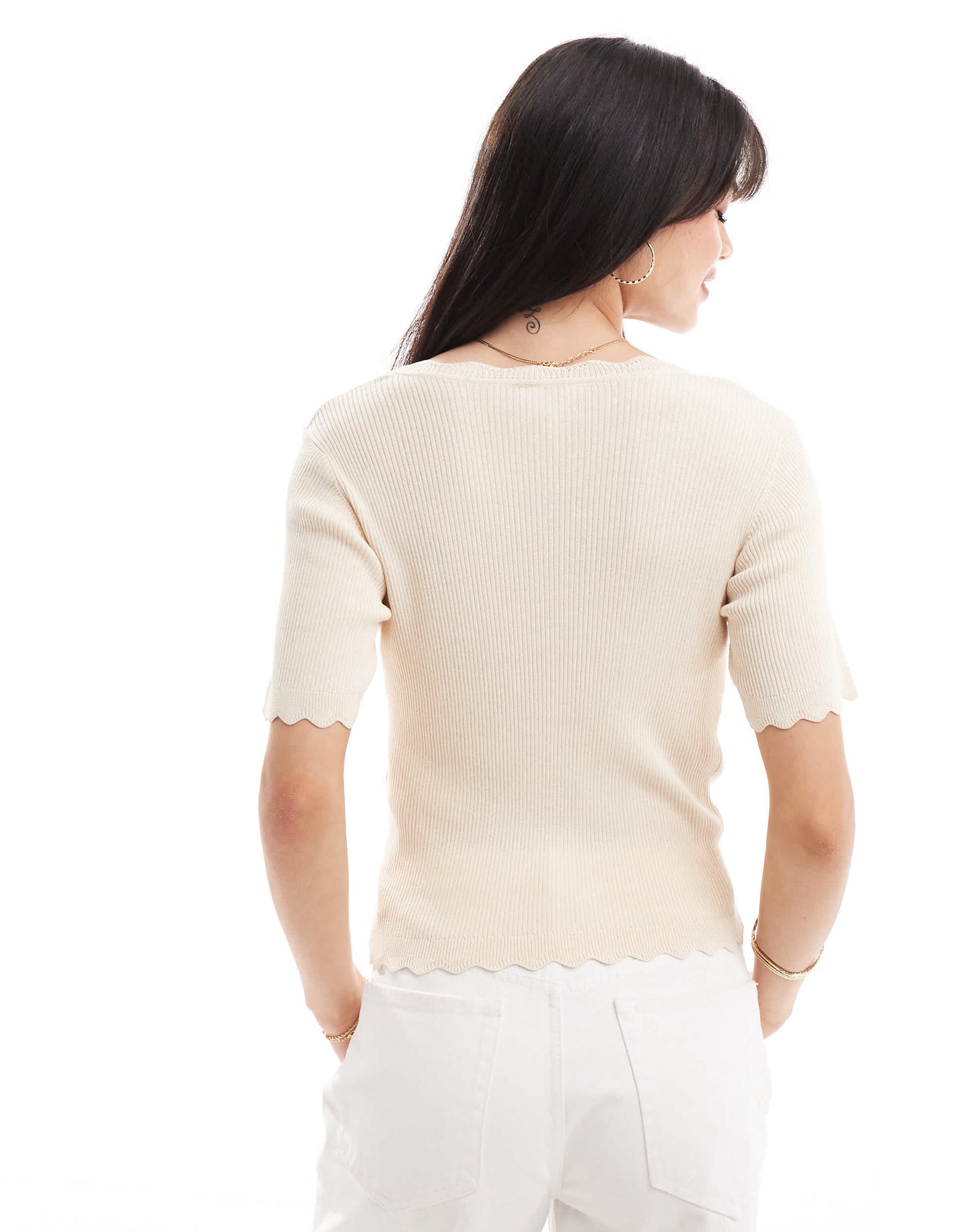 Object ribbed knit buttondown cardigan in cream
