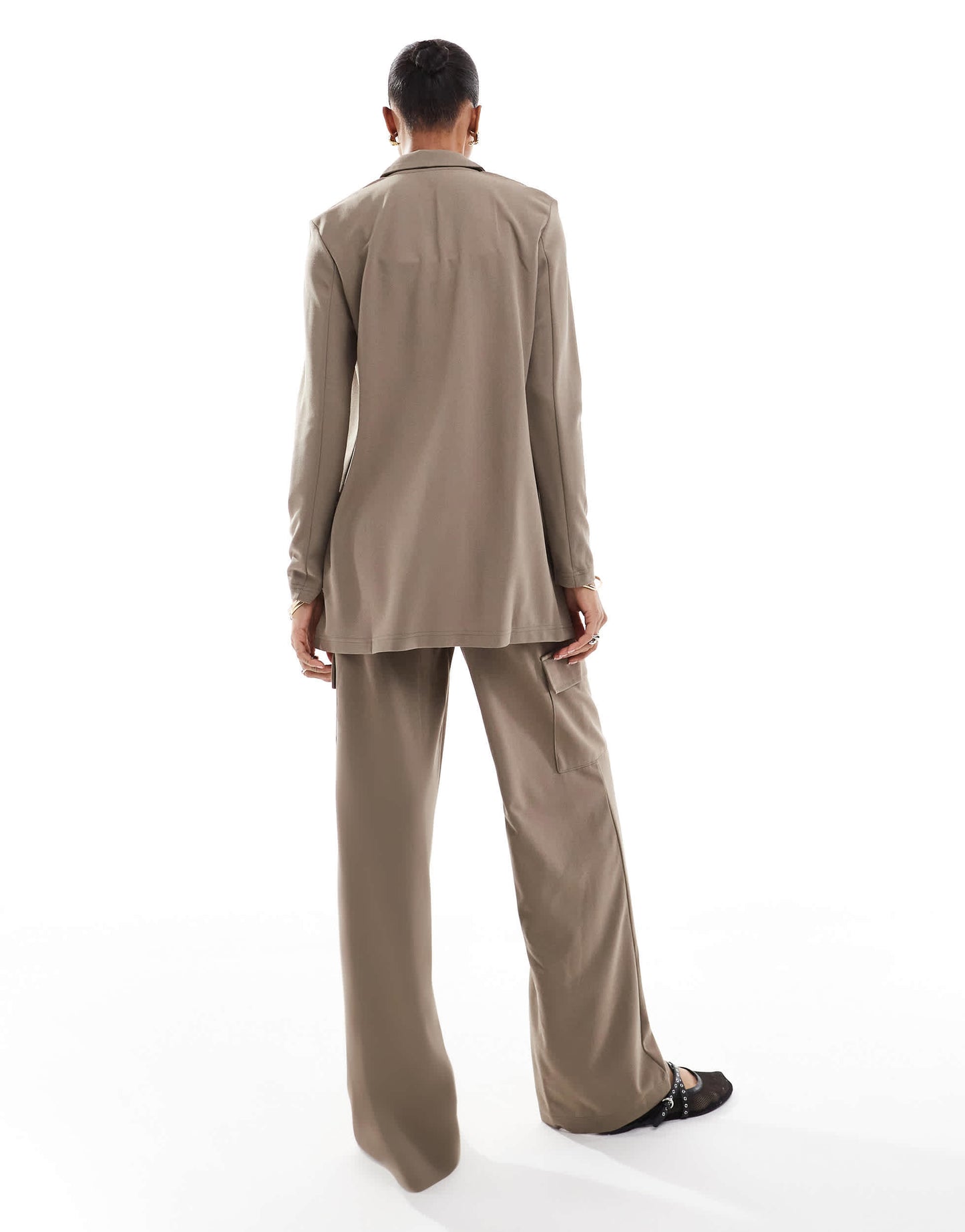 JDY Tall slouchy blazer co-ord in brown