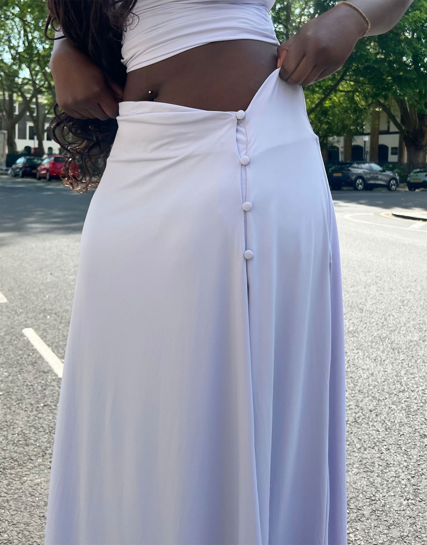 Labelrail x Sumbo Owoyele wrap detail slinky midaxi skirt co-ord in lilac