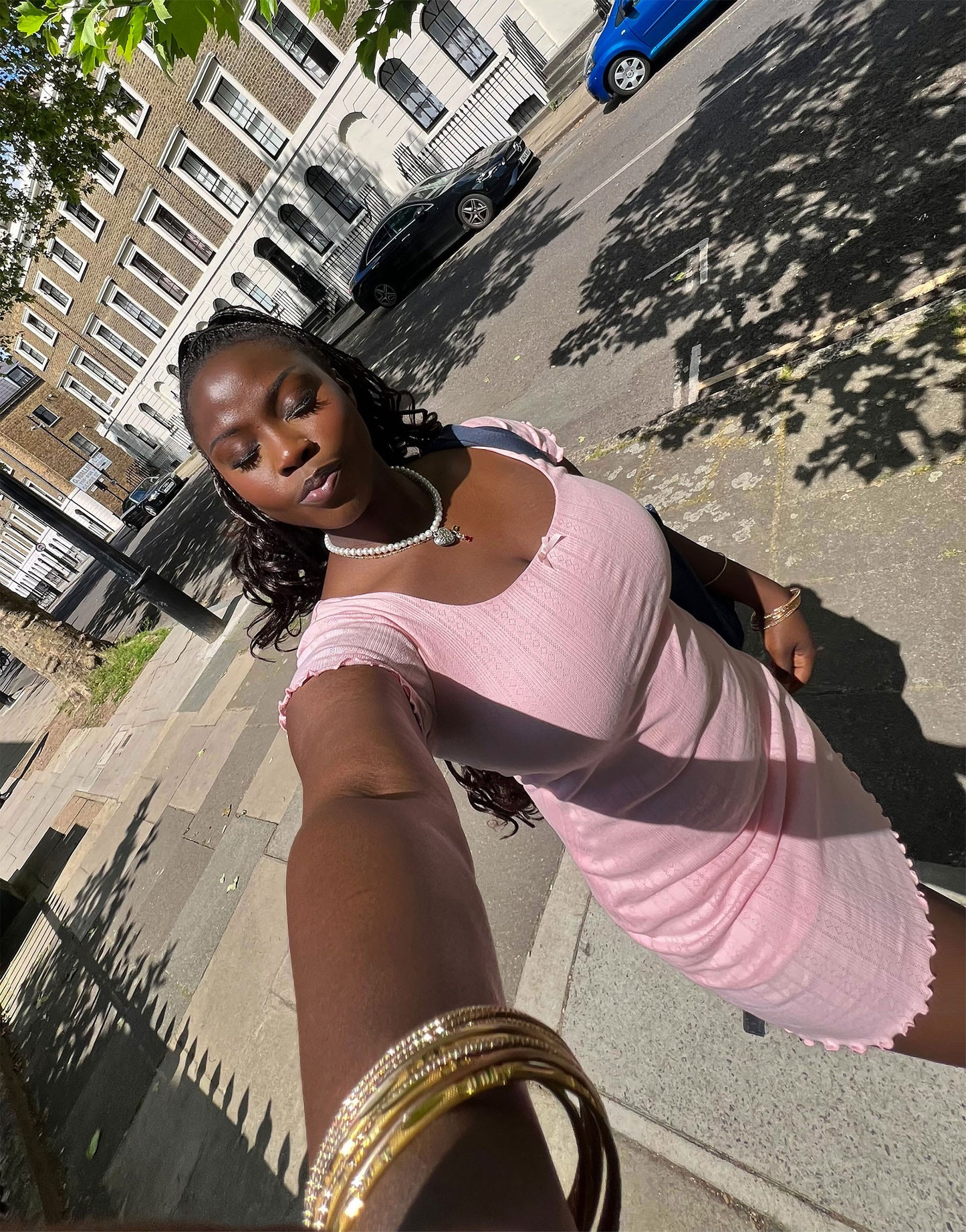 Labelrail x Sumbo Owoyele scoop neck bow detail pointelle mini dress in baby pink