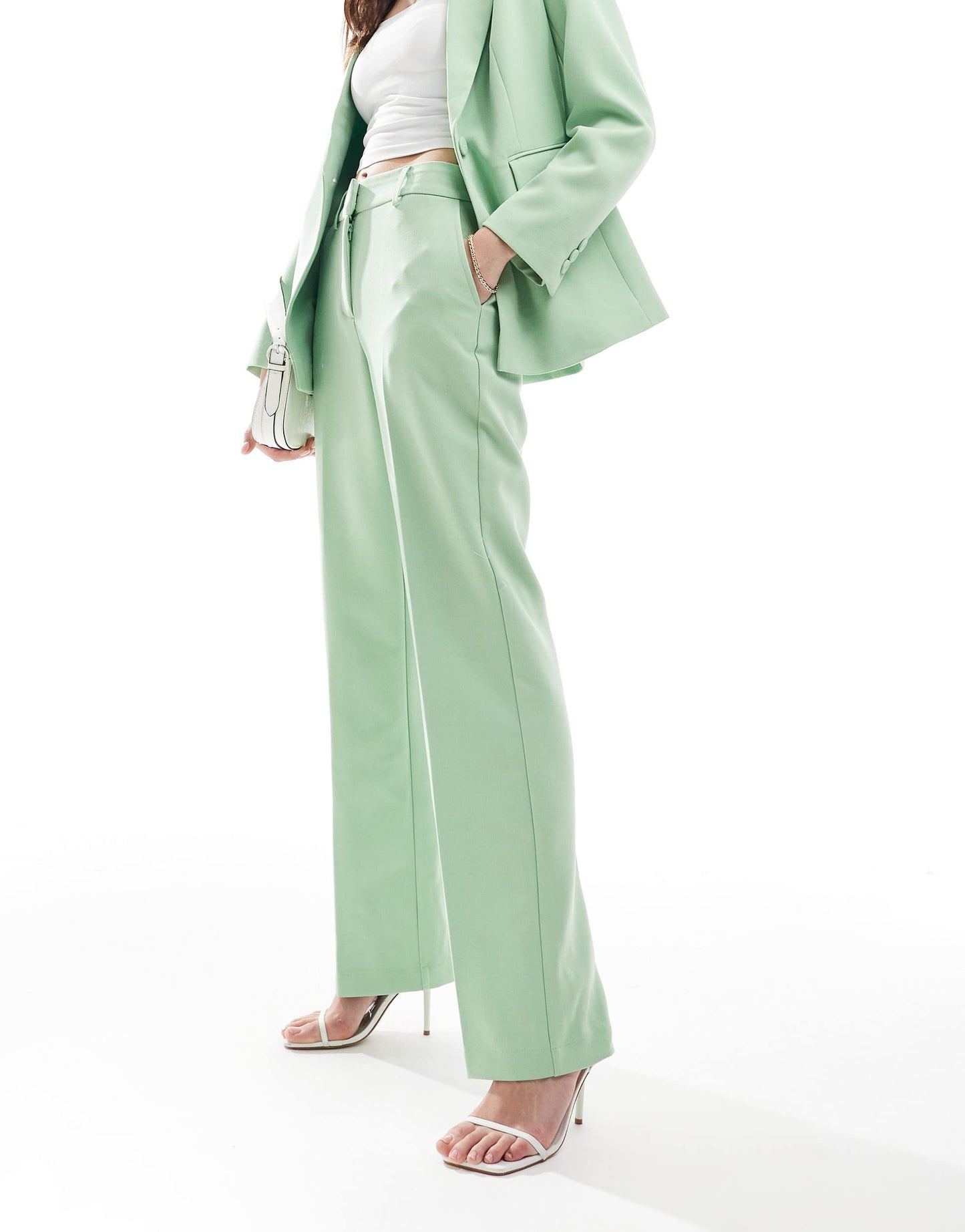 YAS tailored trouser co-ord in quiet green - LGREEN