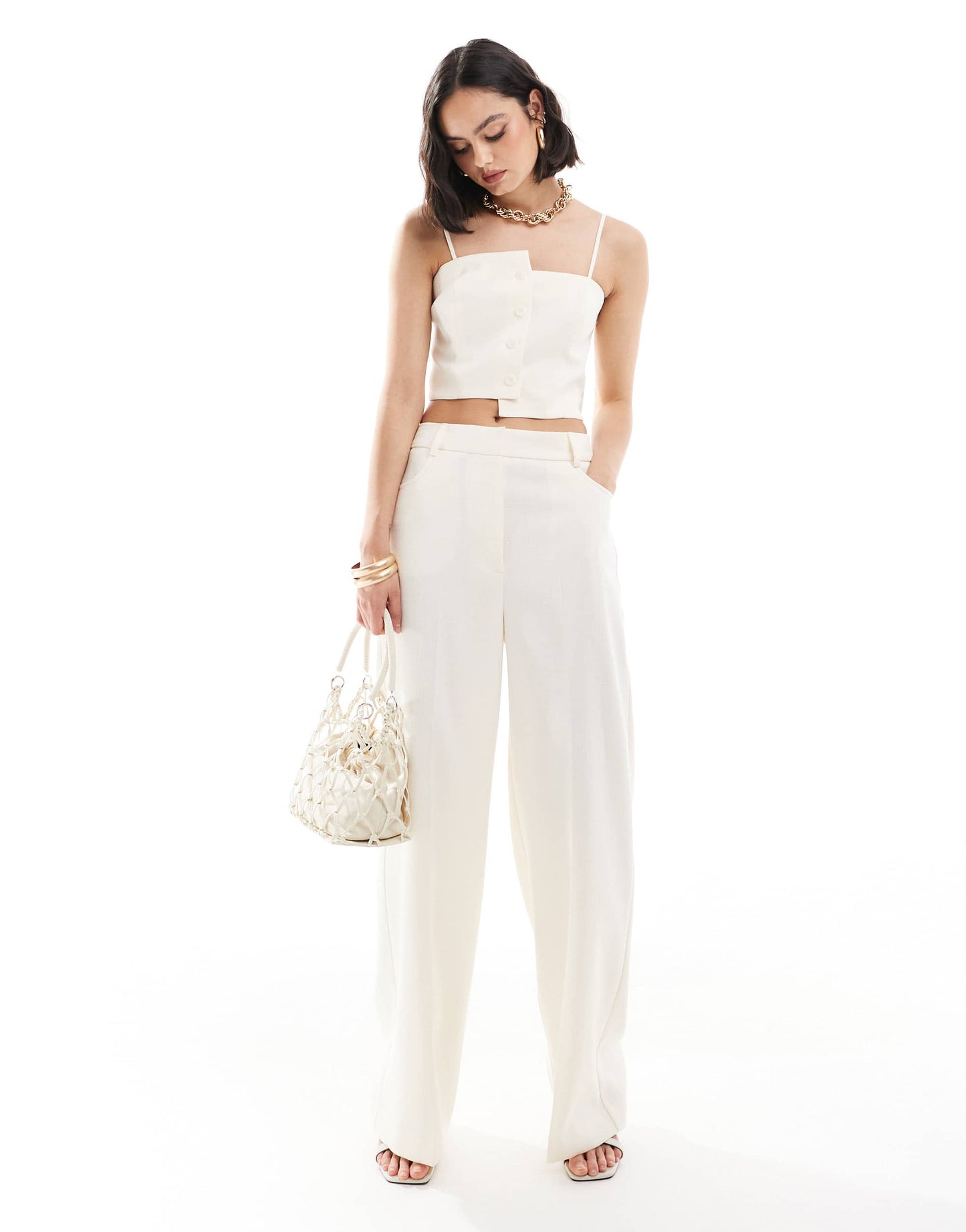 ASOS DESIGN split waistcoat in cream