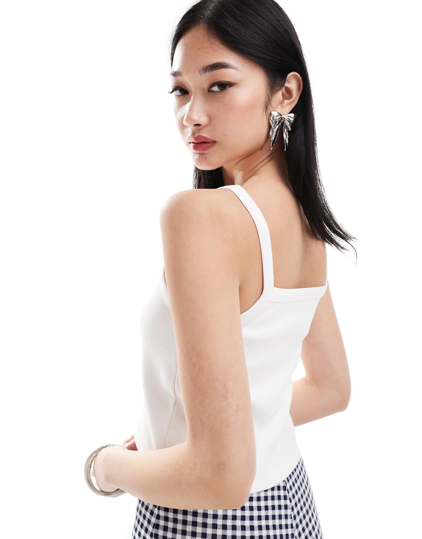 Denim Project ribbed top in white