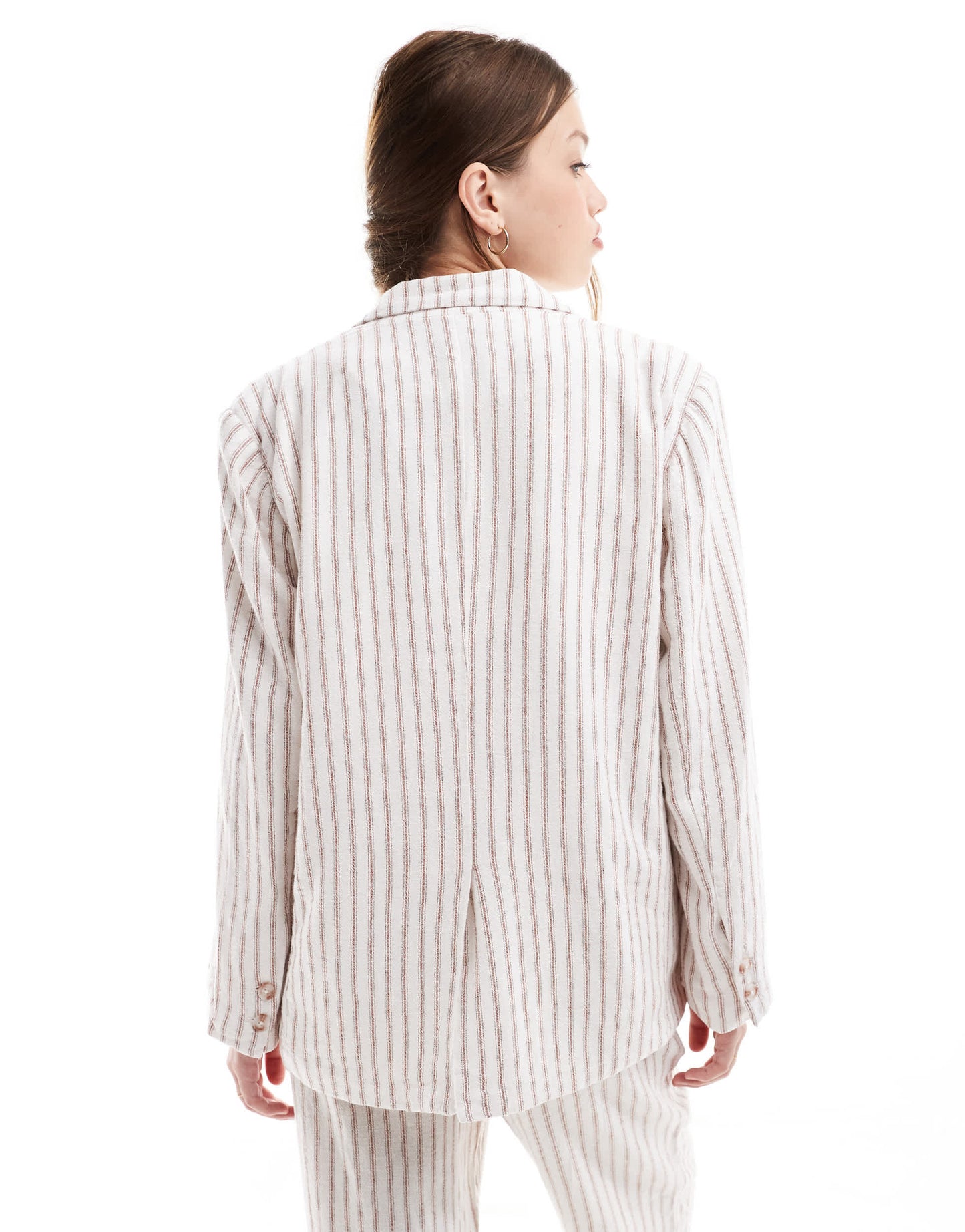Vero Moda linen blend oversized blazer co-ord in terracotta stripe