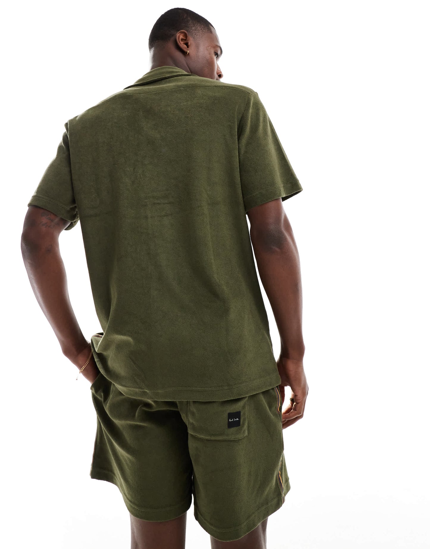 PS Paul Smith towel stripe short sleeve shirt co-ord in khaki