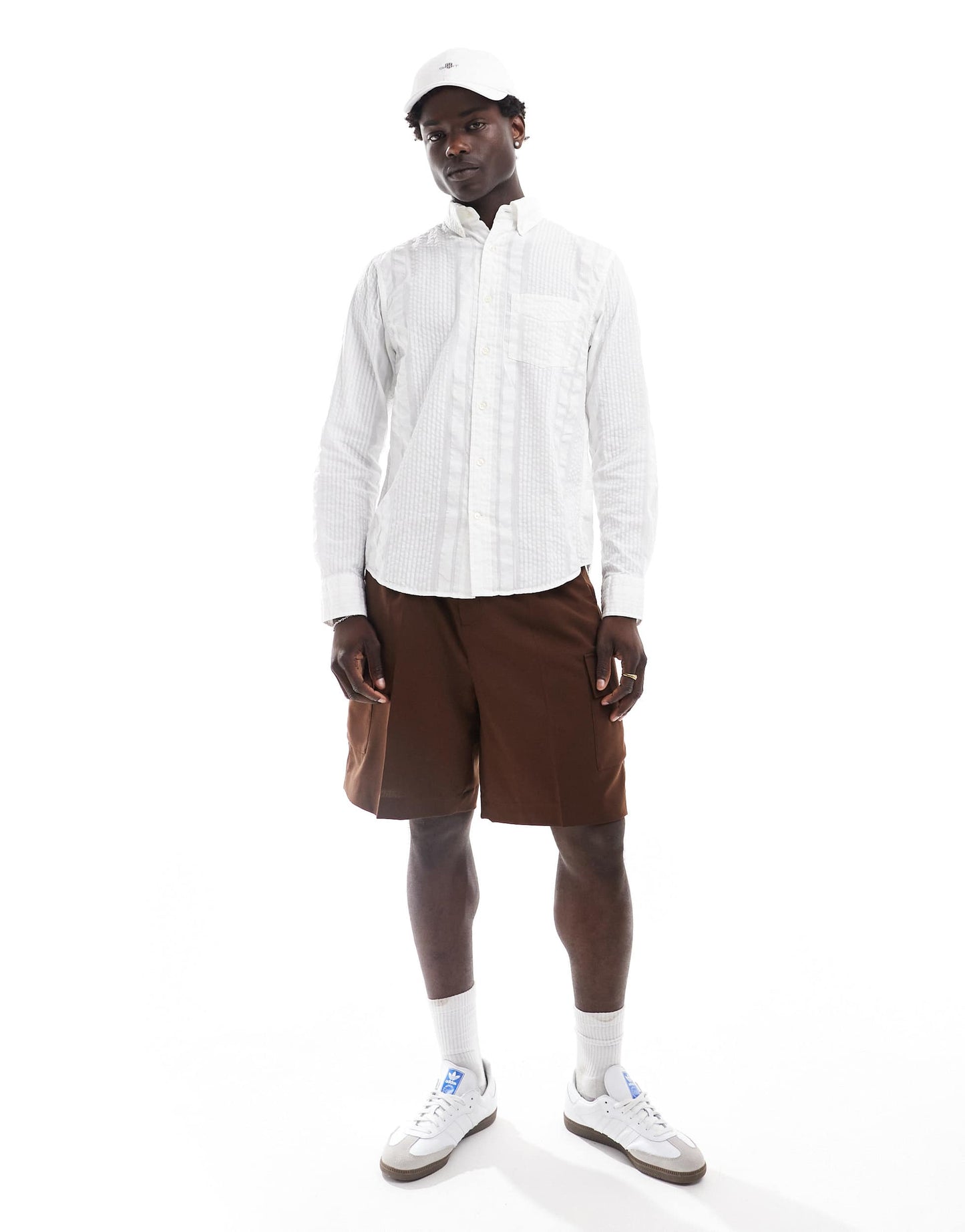GANT seersucker self stripe shirt in white