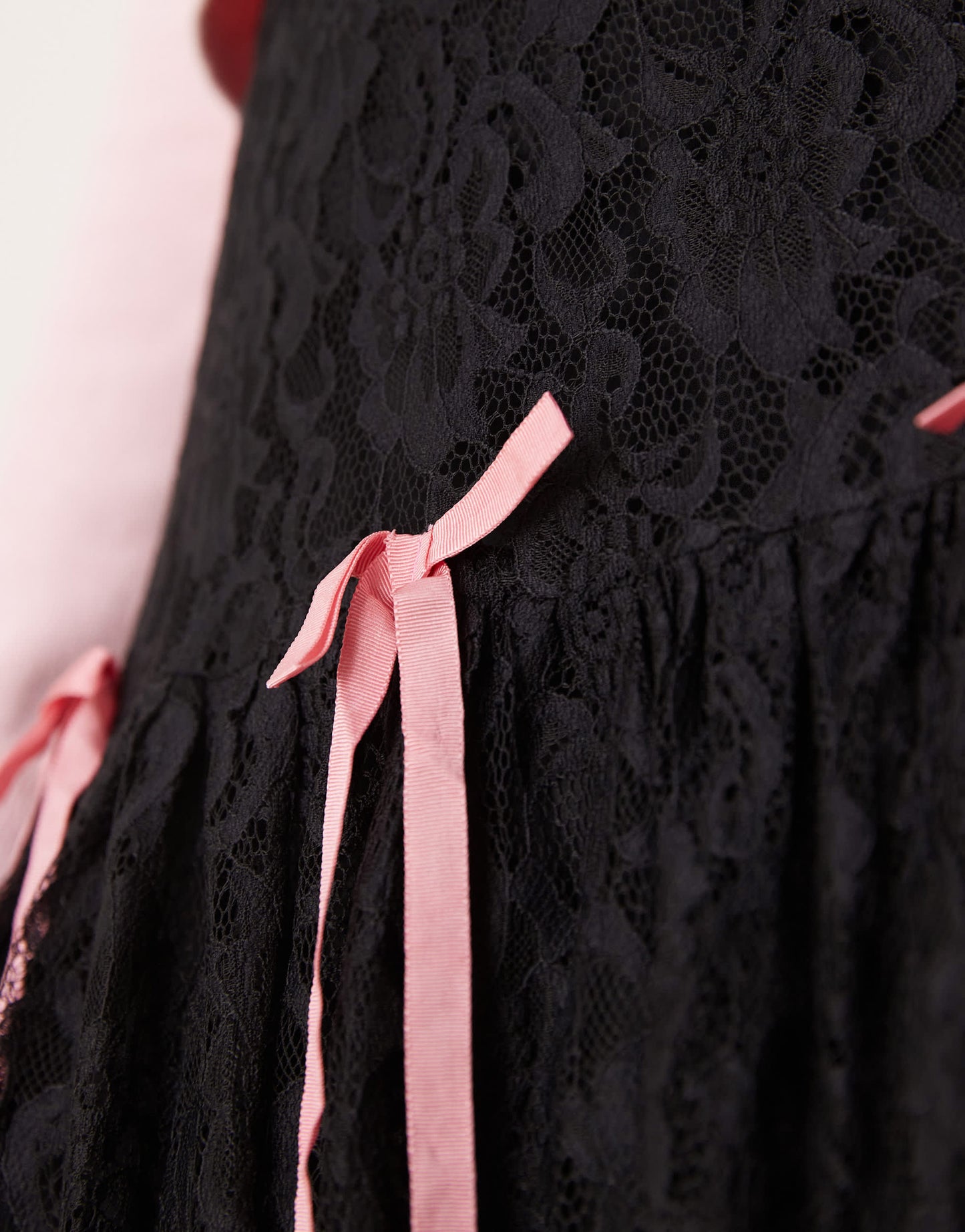 Miss Selfridge lace bow detail tiered maxi skirt in black