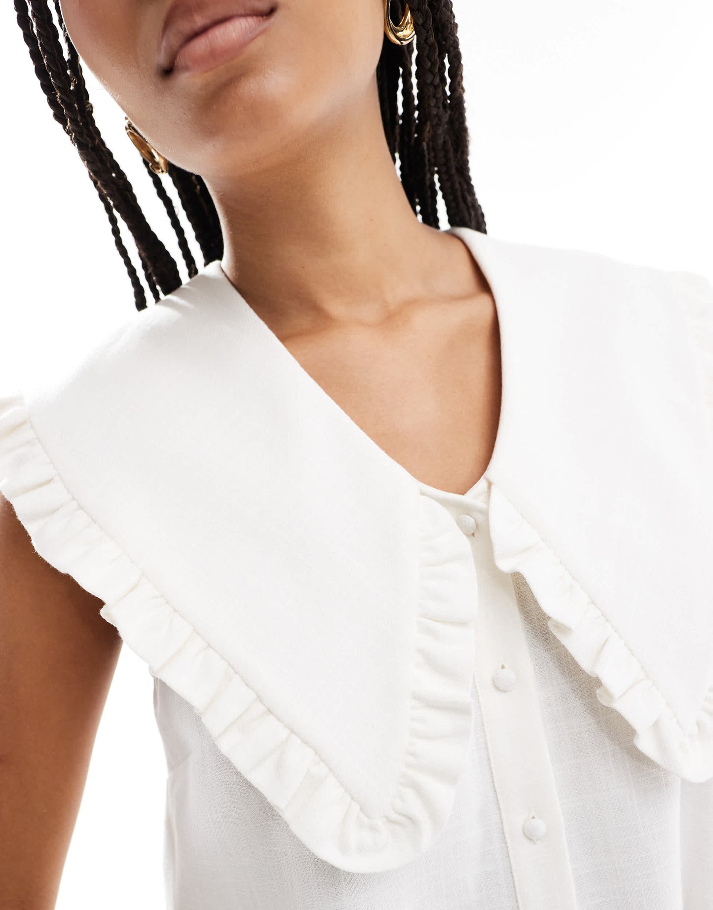 ASOS DESIGN linen oversized collar detail mini dress in cream