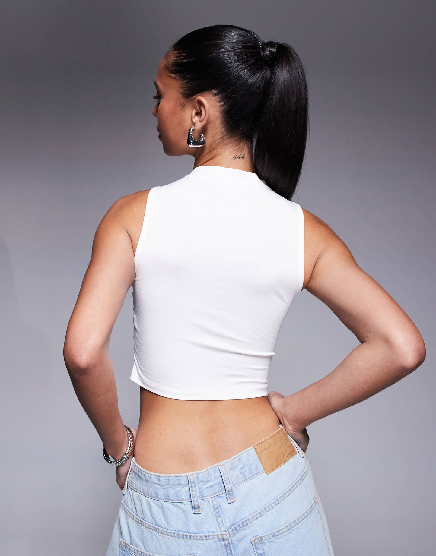ASOS DESIGN tank with front ruching in white