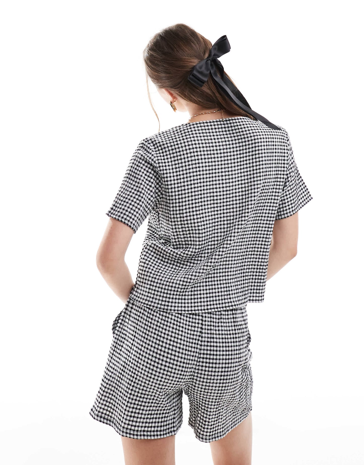 JDY front tie top co-ord in gingham