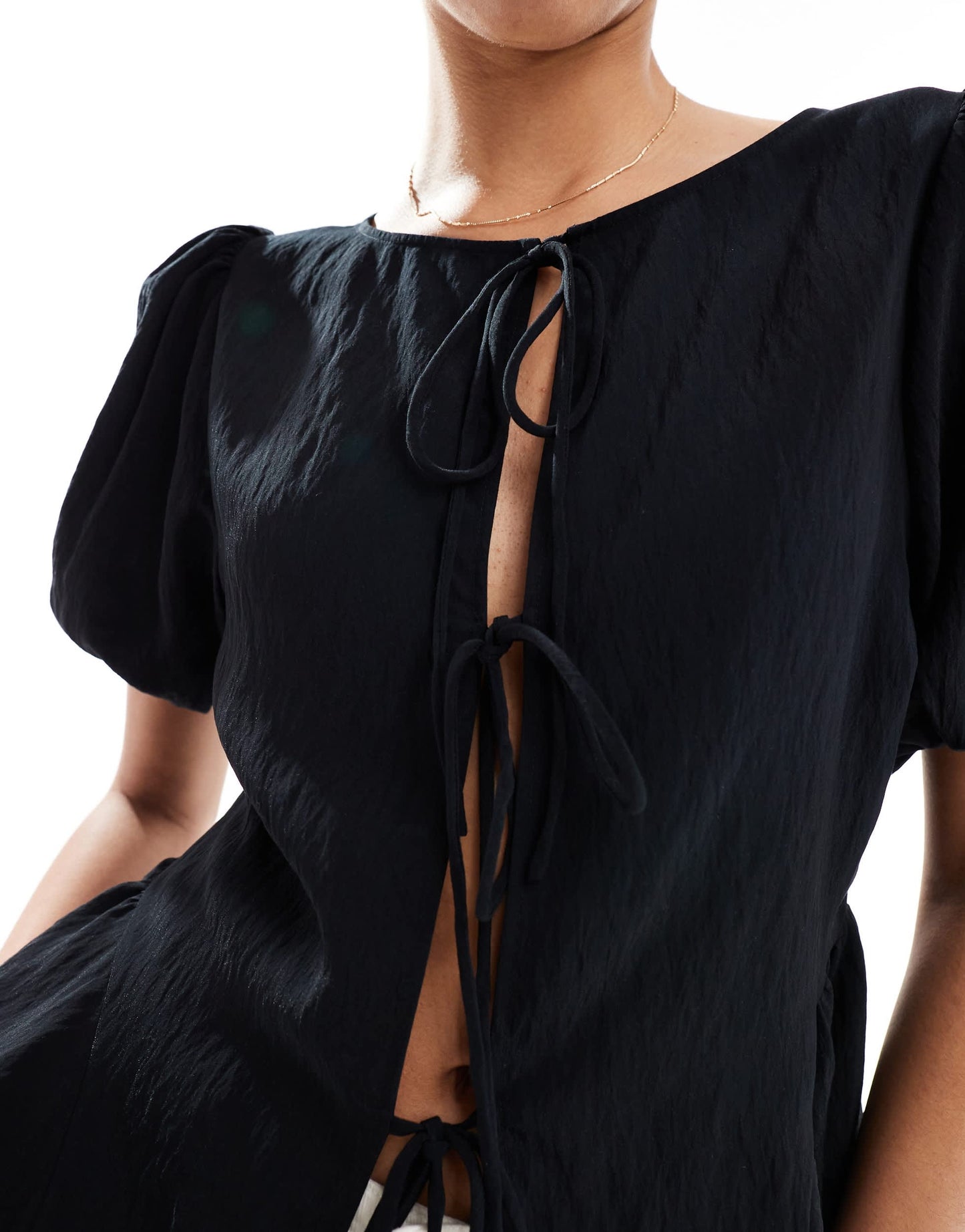 ASOS DESIGN multi-functional puff sleeve blouse in black