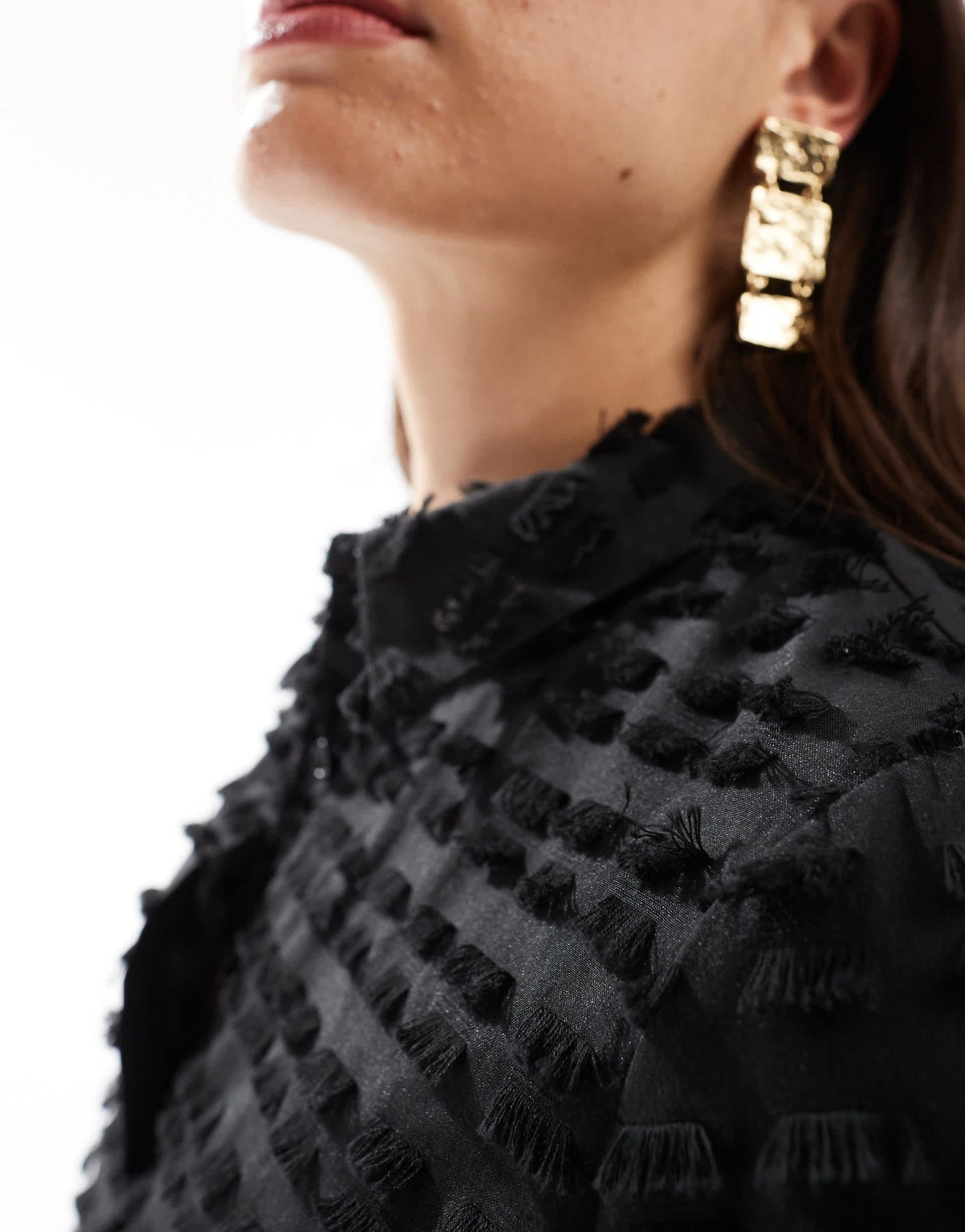 Whistles fringe cotton mix shirt in black co-ord