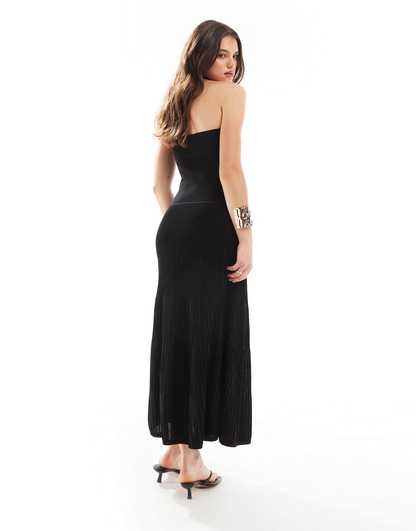 Whistles bandeau knit midi dress in black