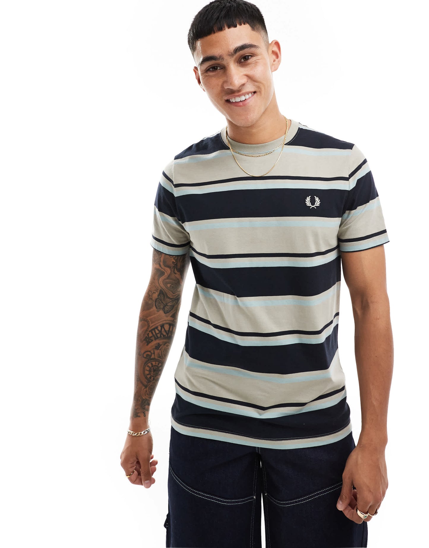 Fred Perry bold stripe t-shirt in navy and grey