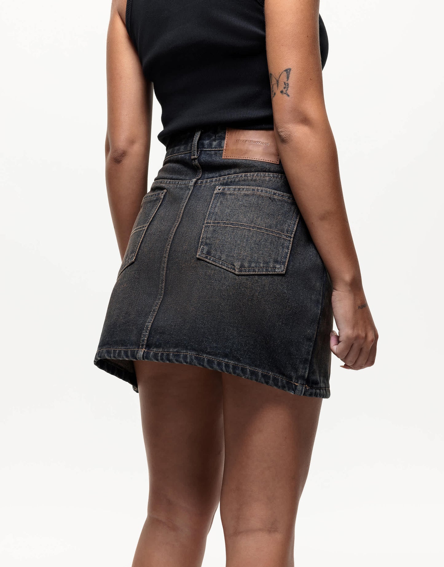 Good For Nothing denim carpenter skirt in antique blue wash