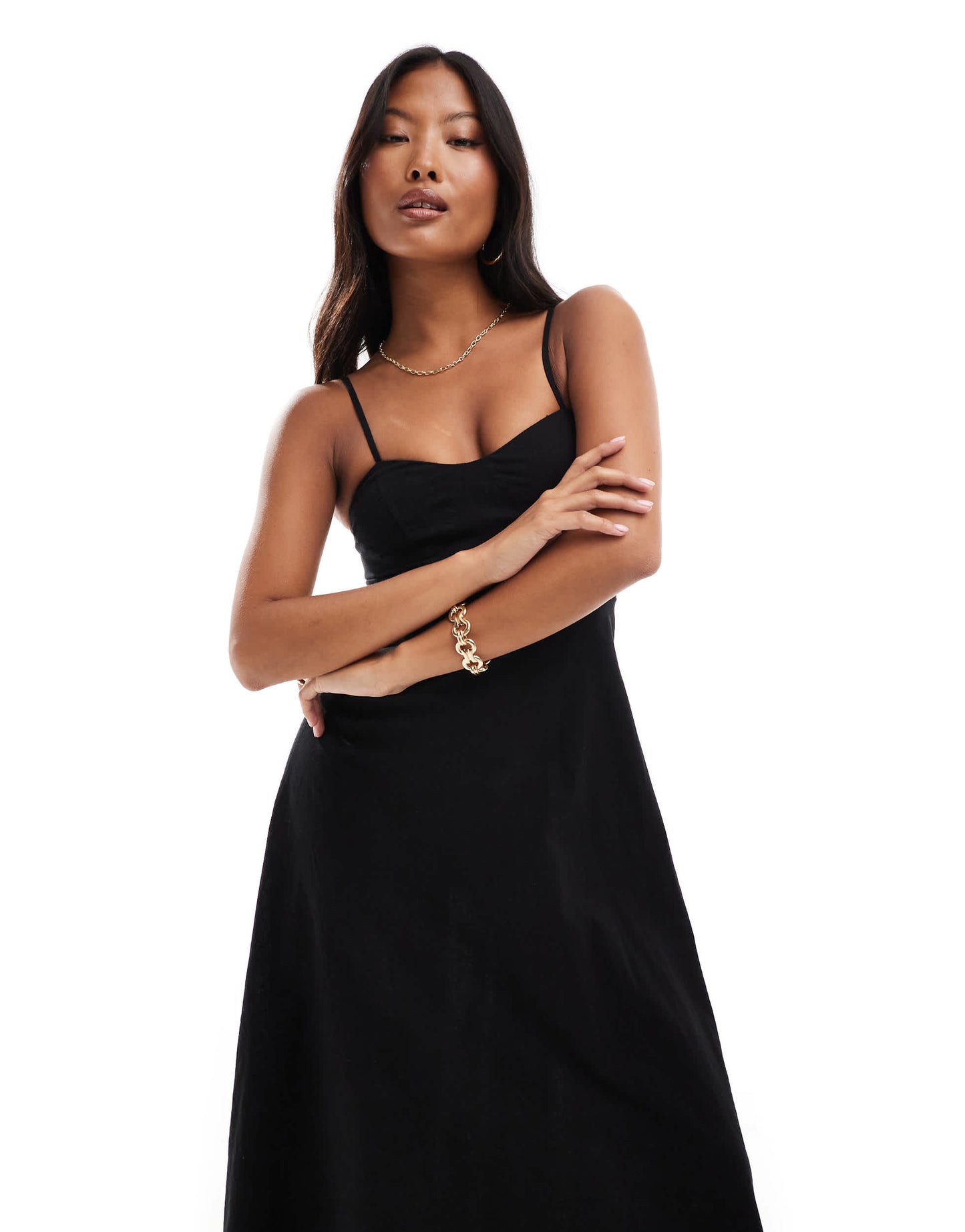 Nobody's Child Petite Pippem midi dress in black