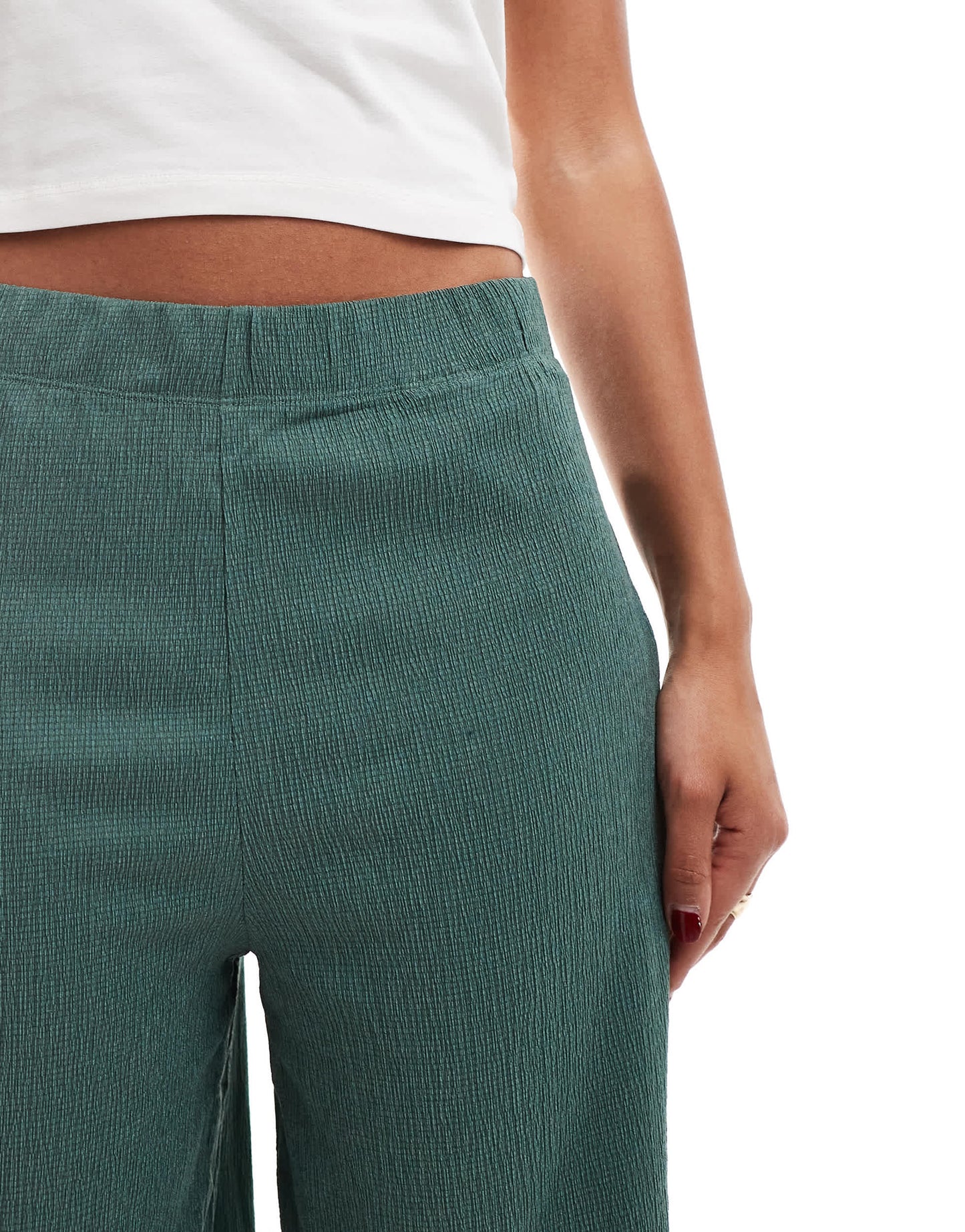 Vero Moda jersey crepe wide leg trousers in green