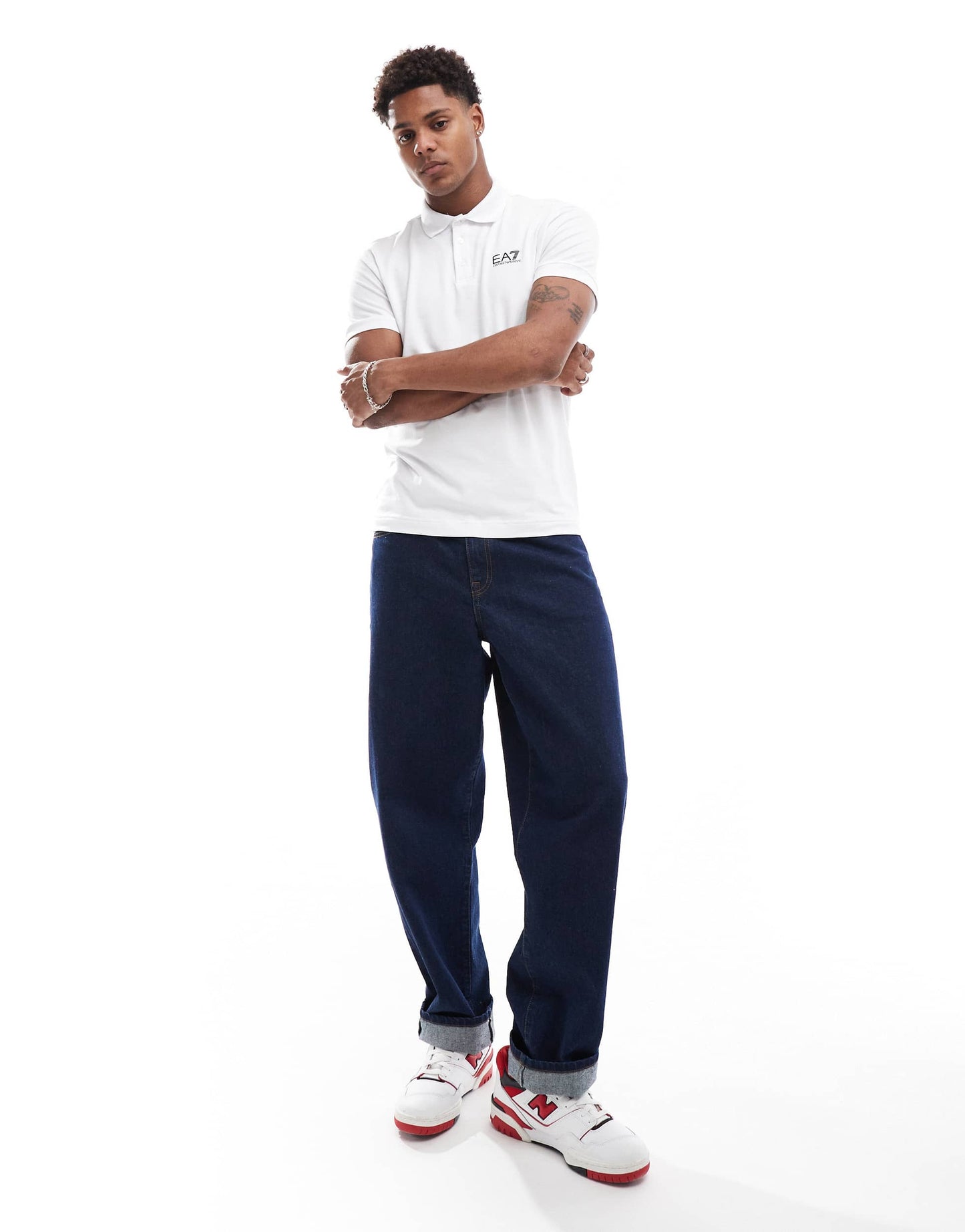 EA7 polo shirt in white with chest logo