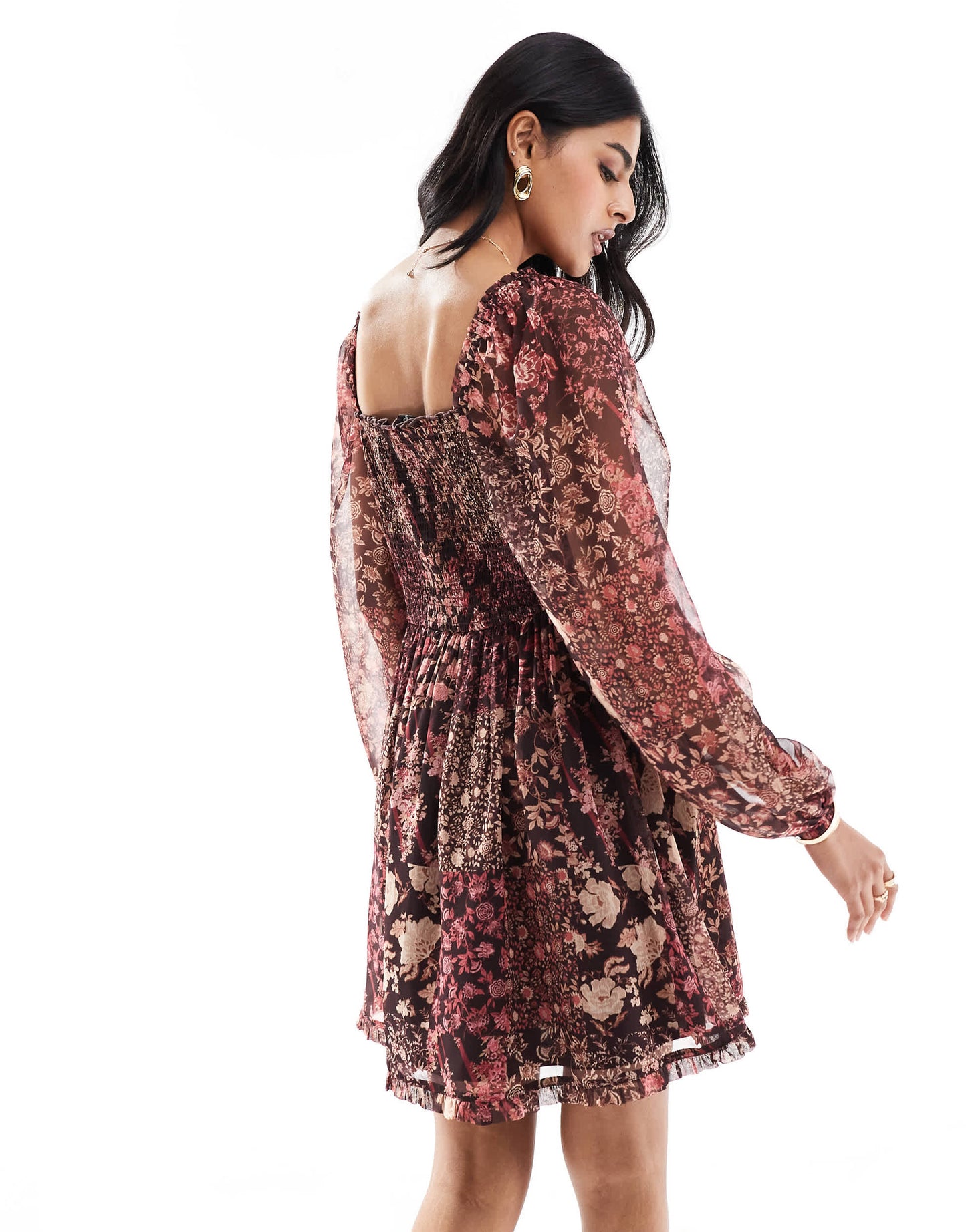 Miss Selfridge chiffon lace up corset mini dress