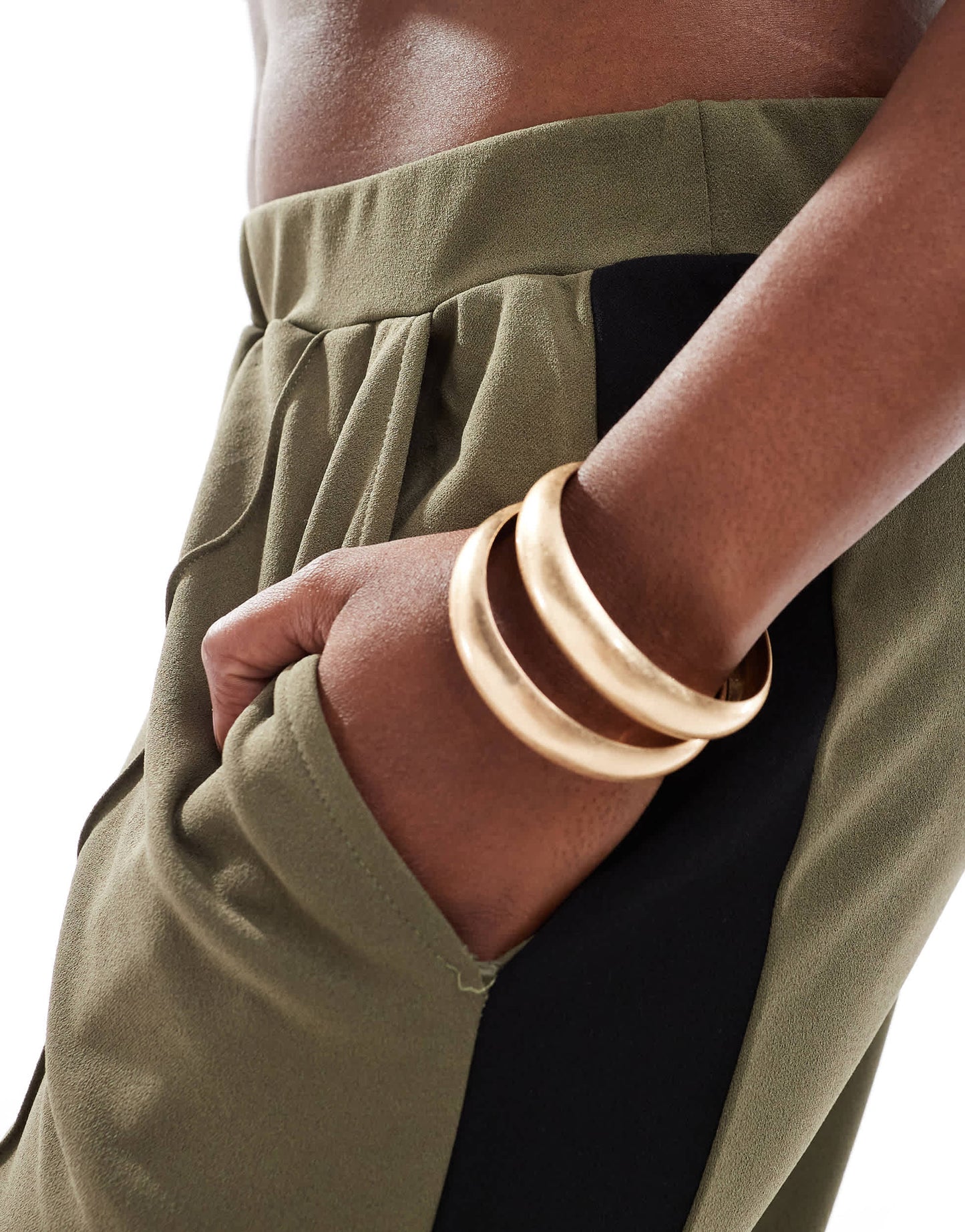 Yours stripe side trousers in kahki