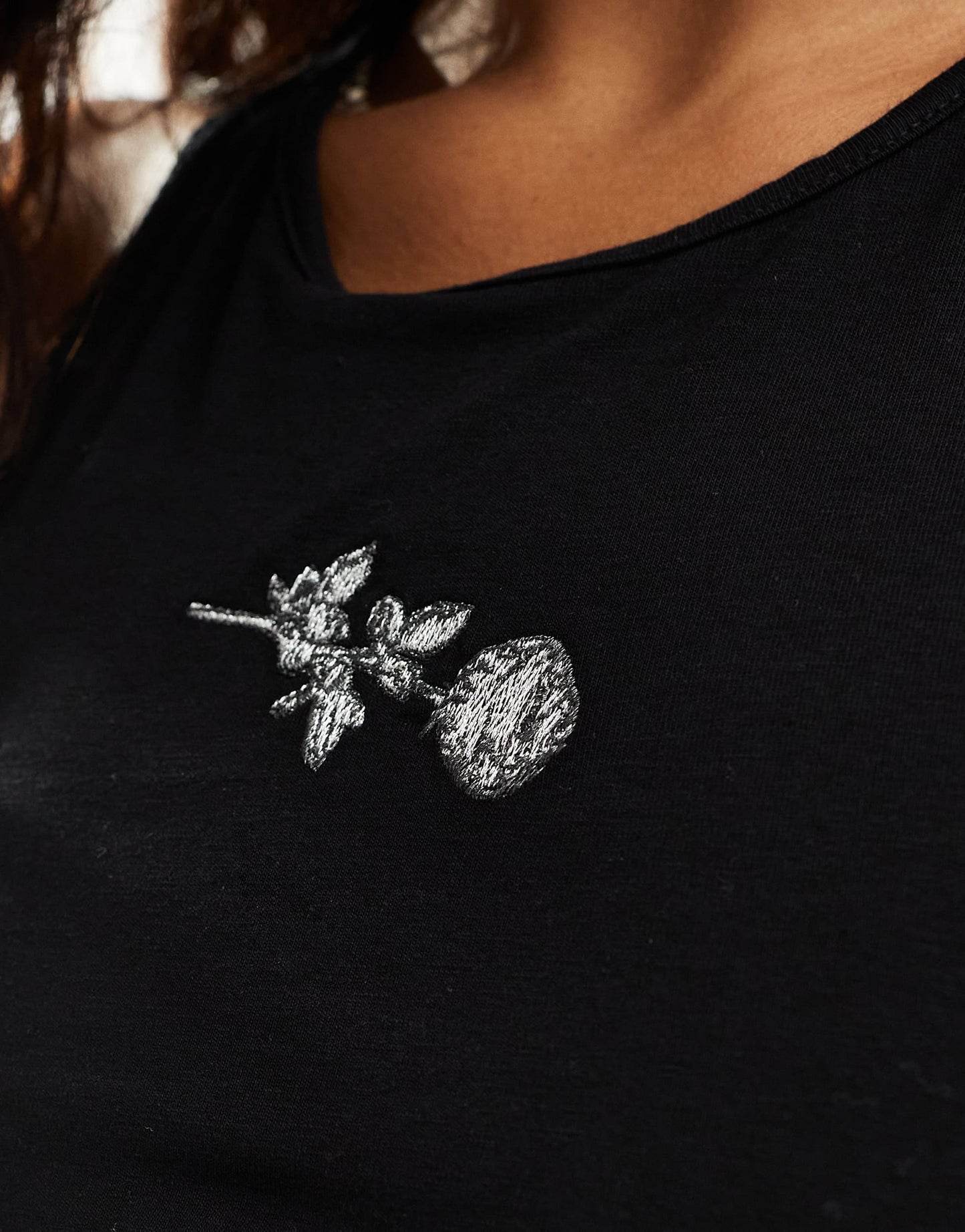 Monki halterneck tank with lace trim in black