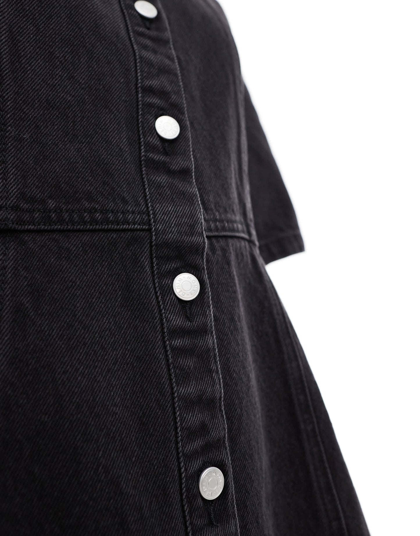 Monki denim mini shirt dress in washed black