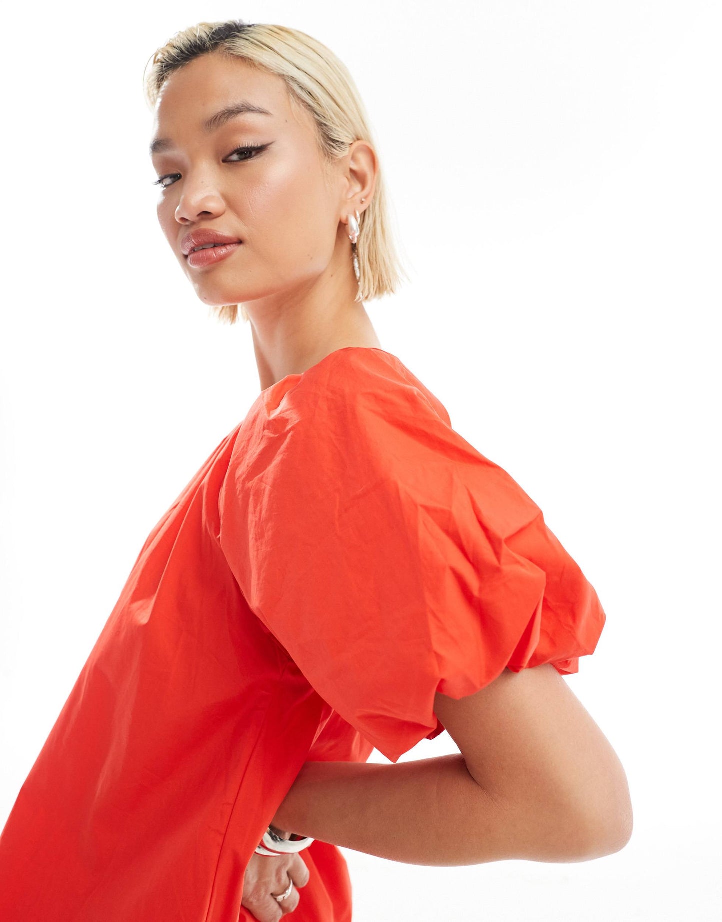 Glamorous puff ball mini dress in pop red