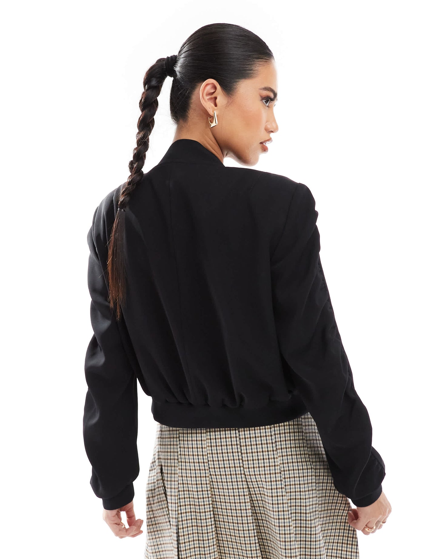 French Connection Harrie suiting bomber jacket in black