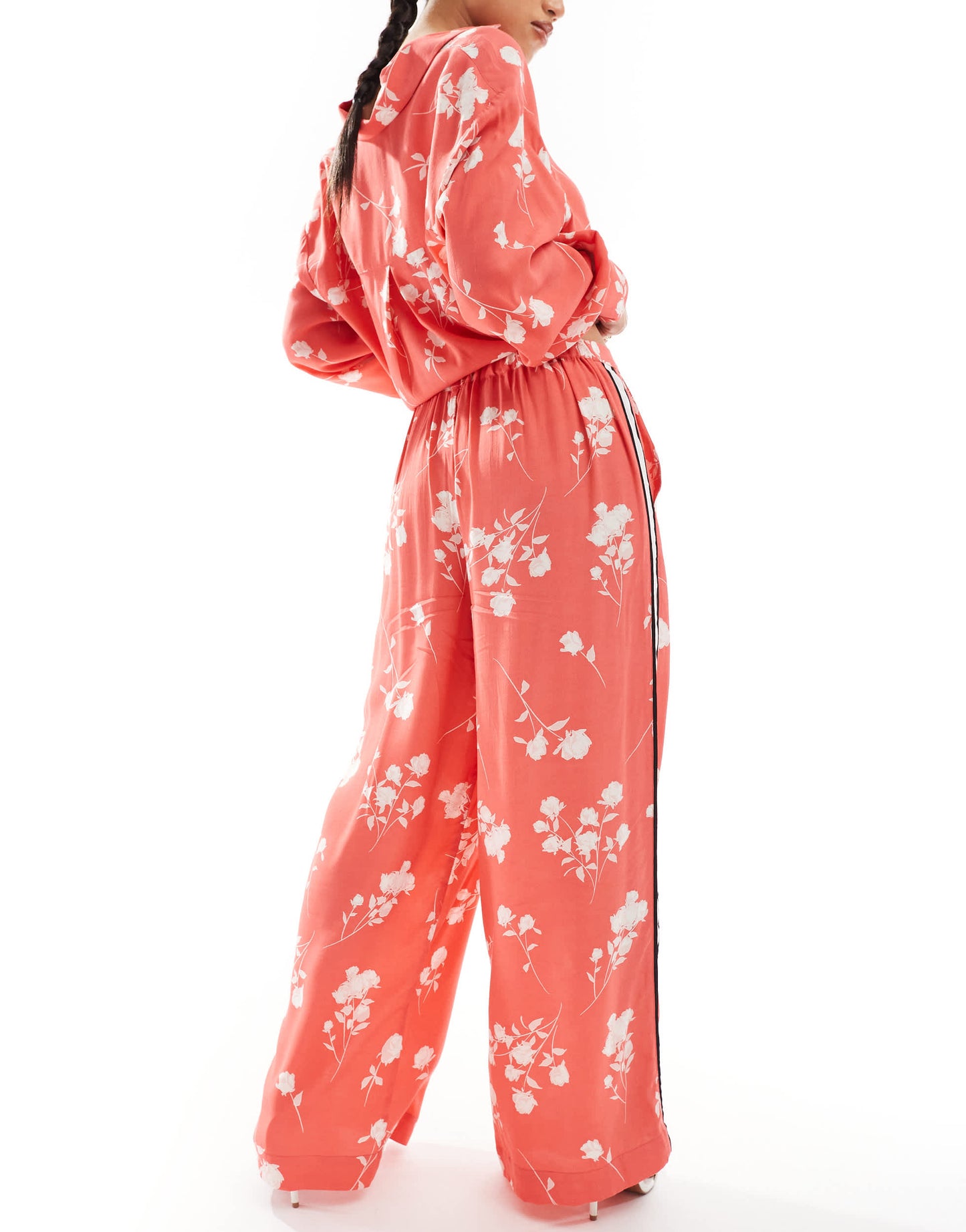 French Connection Alessandra trousers in red floral co-ord