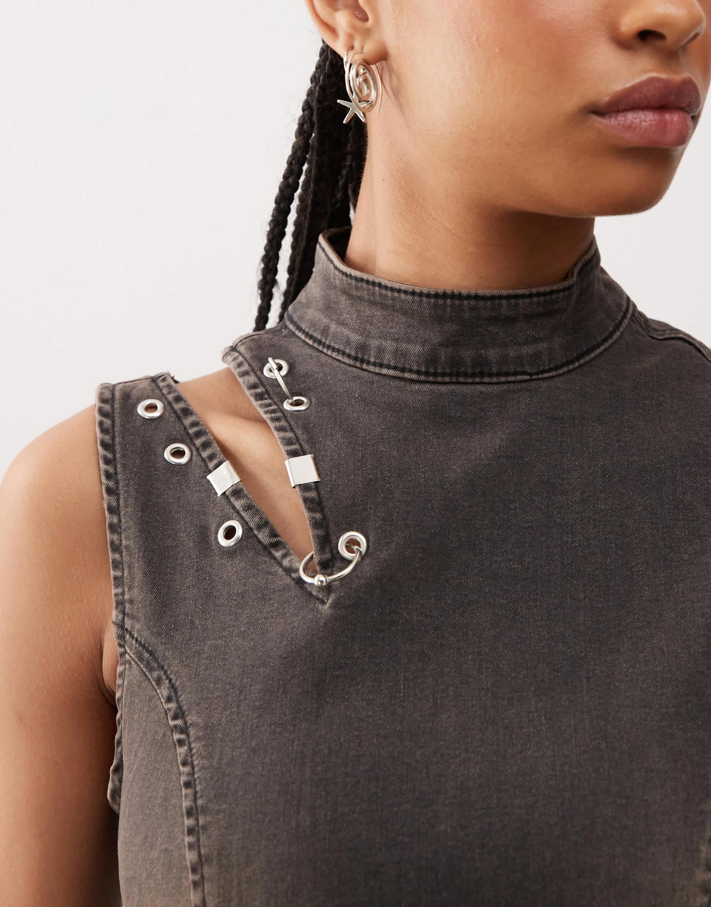 COLLUSION buckle detail denim dress