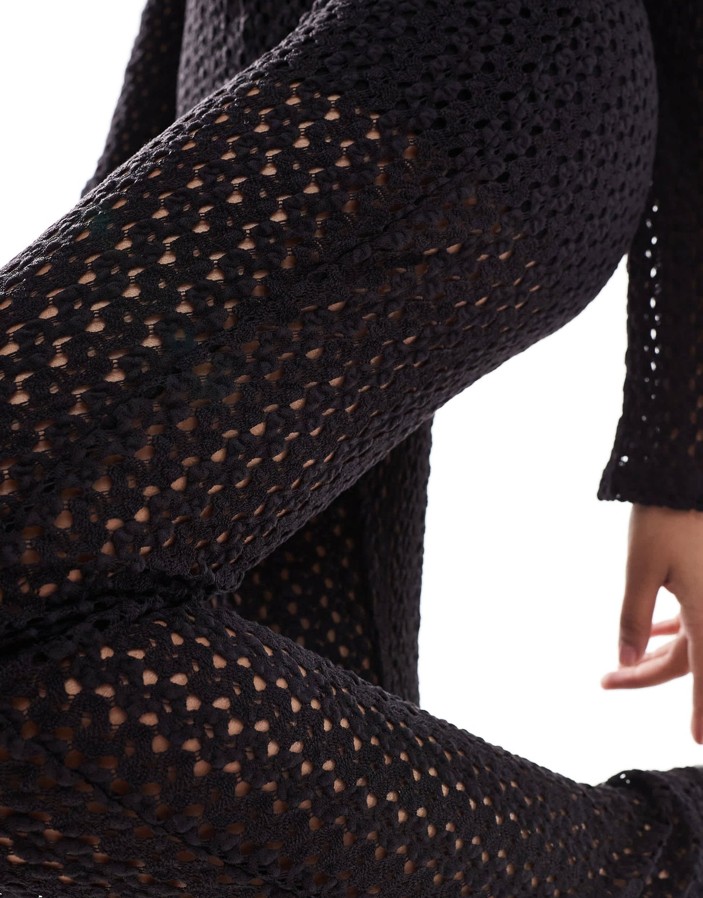 Object open knit flared trouser co-ord in black