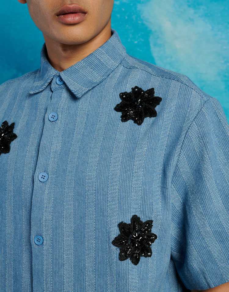 Sister Jane stripe applique shirt co-ord in blue