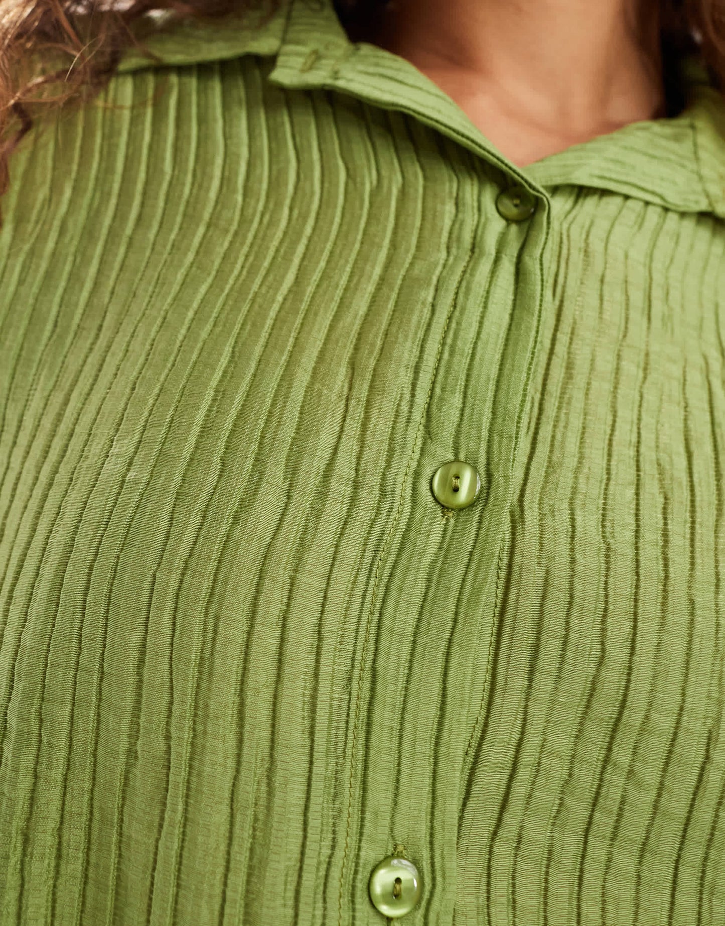 Ghospell textured oversized shirt co-ord in green