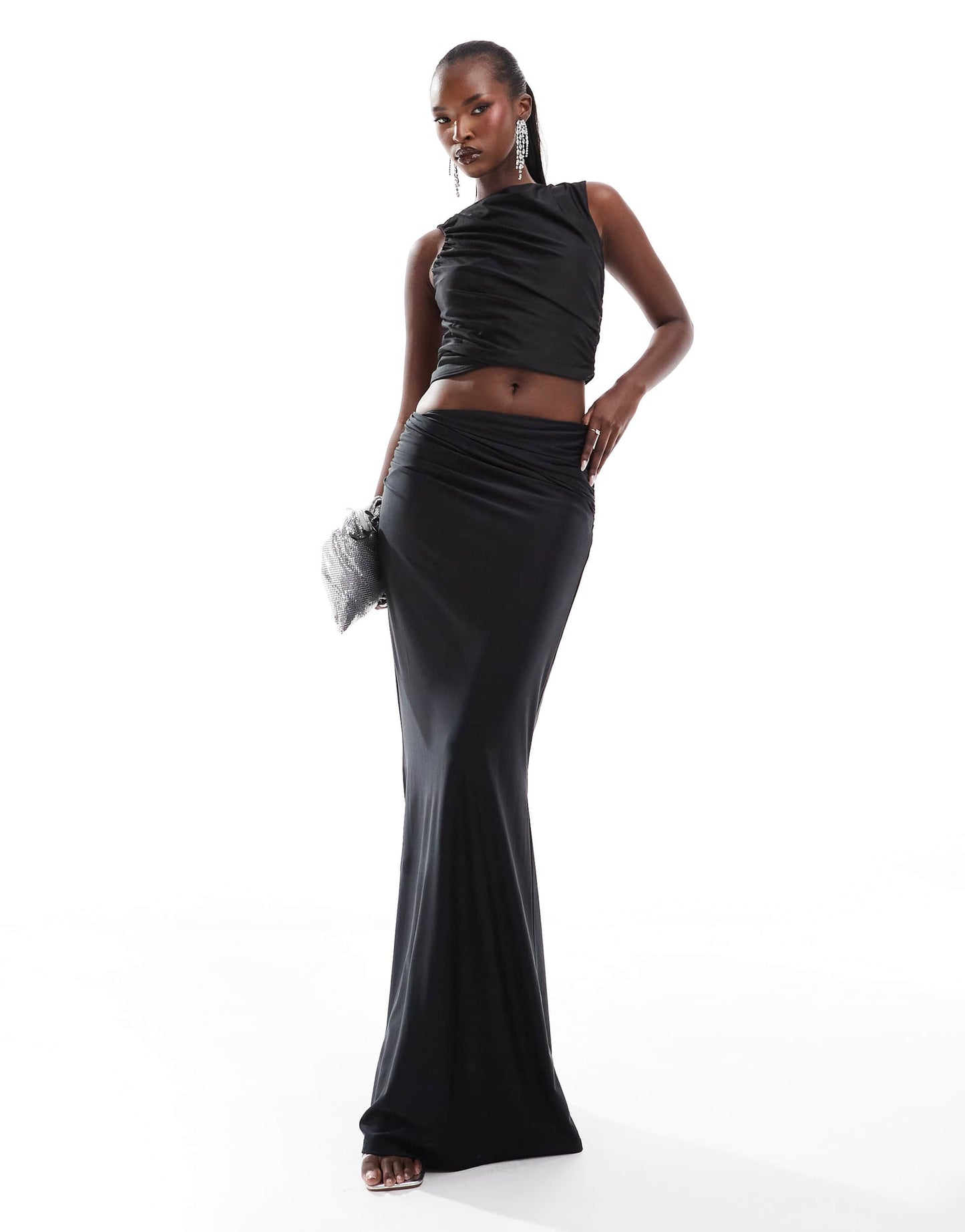 ASOS DESIGN co-ord wrap waist tank top in black