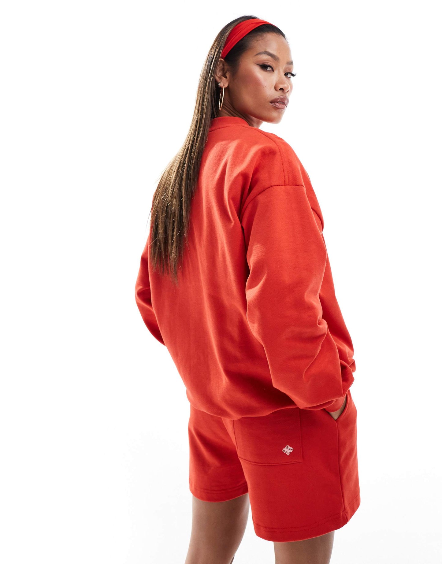 The Couture Club co-ord sartorial sport crewneck sweat in red