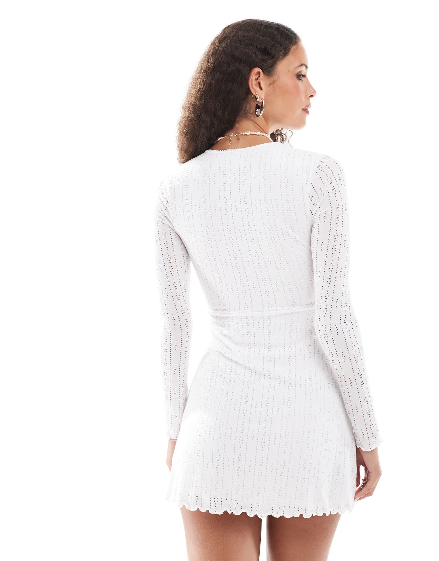 Daisy Street mini wrap dress in white pointelle