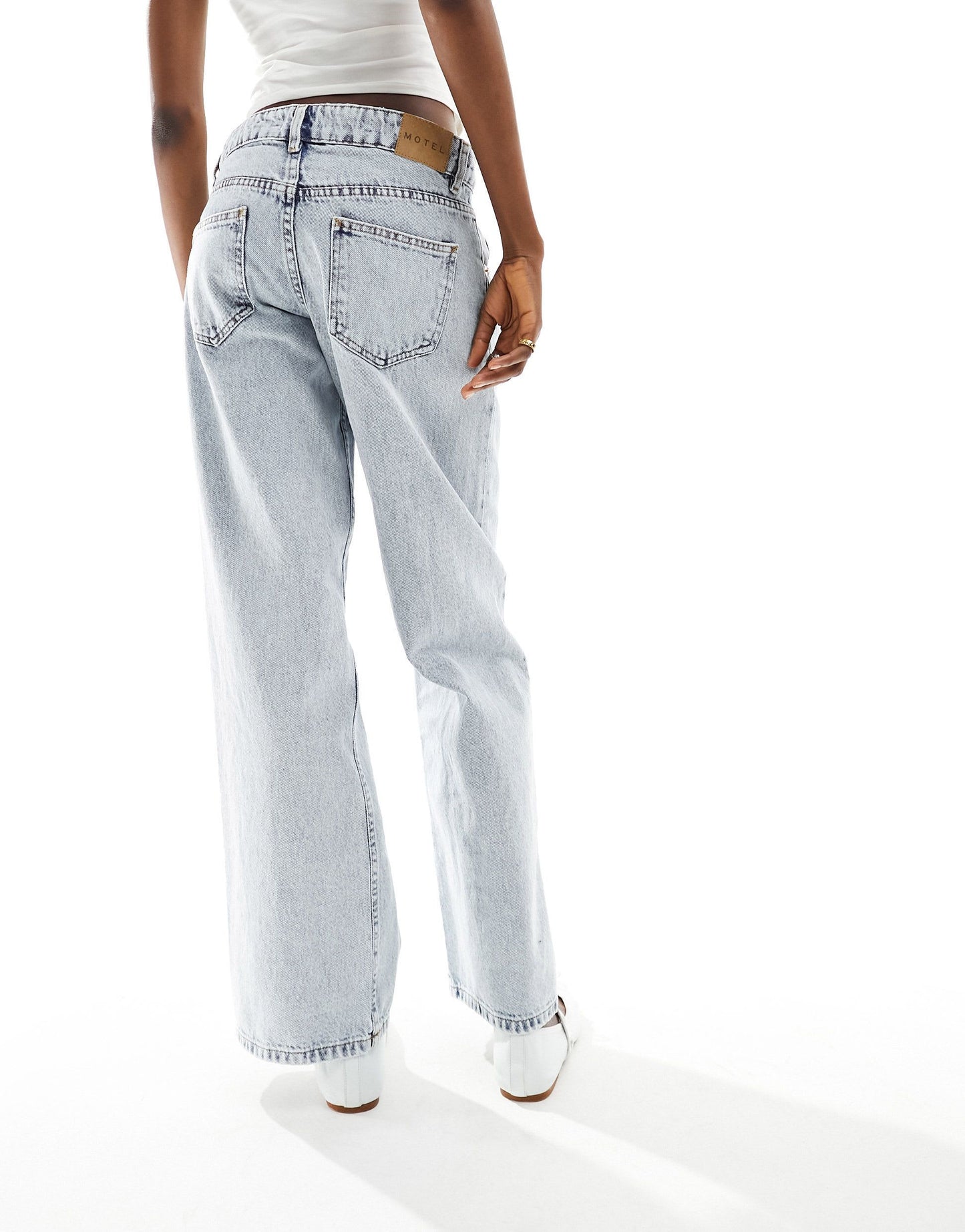 Motel low rise parallel jeans in acid light blue wash
