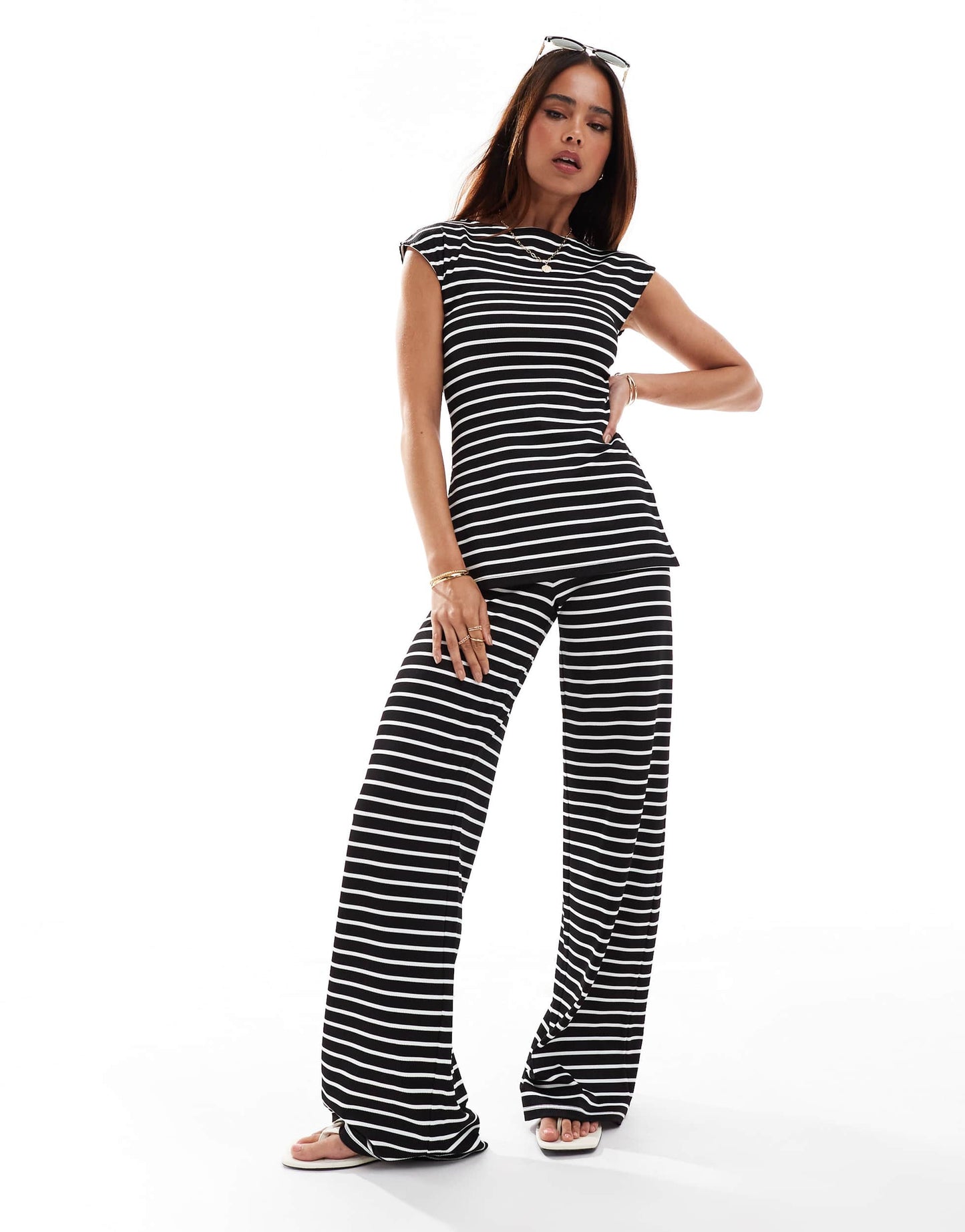 ASOS DESIGN oversized tank top co ord in black stripe