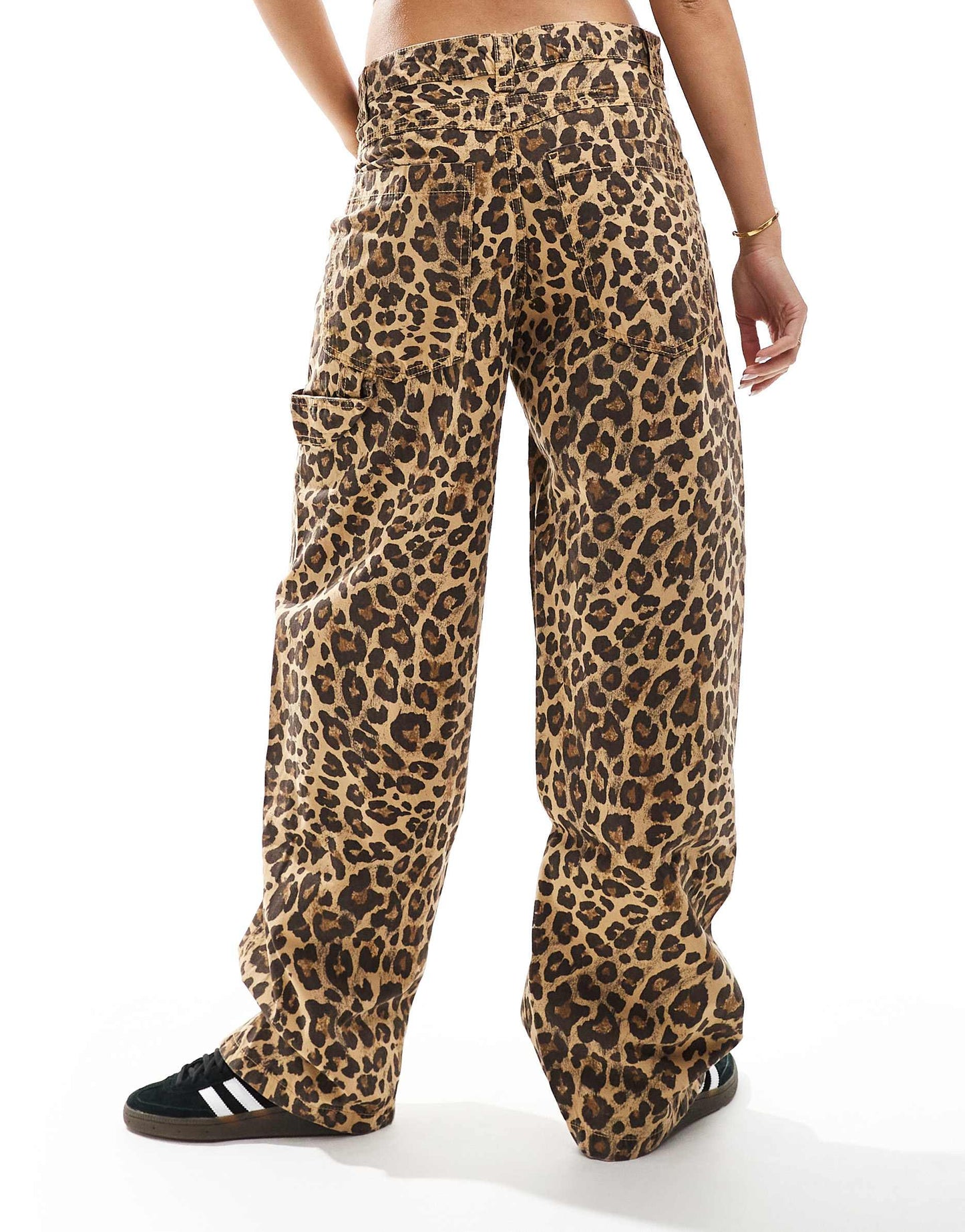 Bershka carpenter trousers in leopard print
