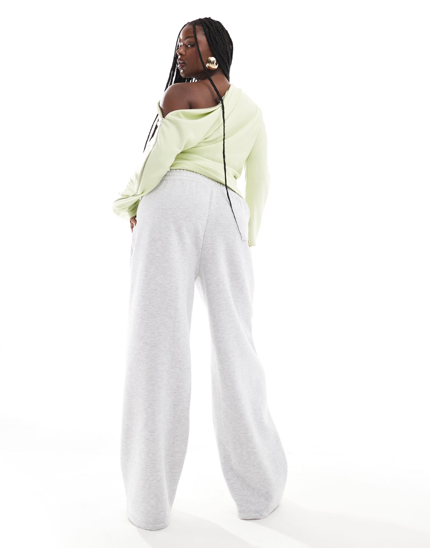 ASOS DESIGN Curve tailored crossover wide leg jogger in grey