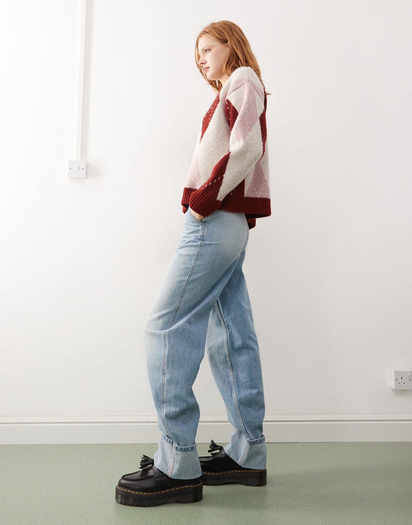 Reclaimed Vintage unisex western baggy dad jean in mid blue wash