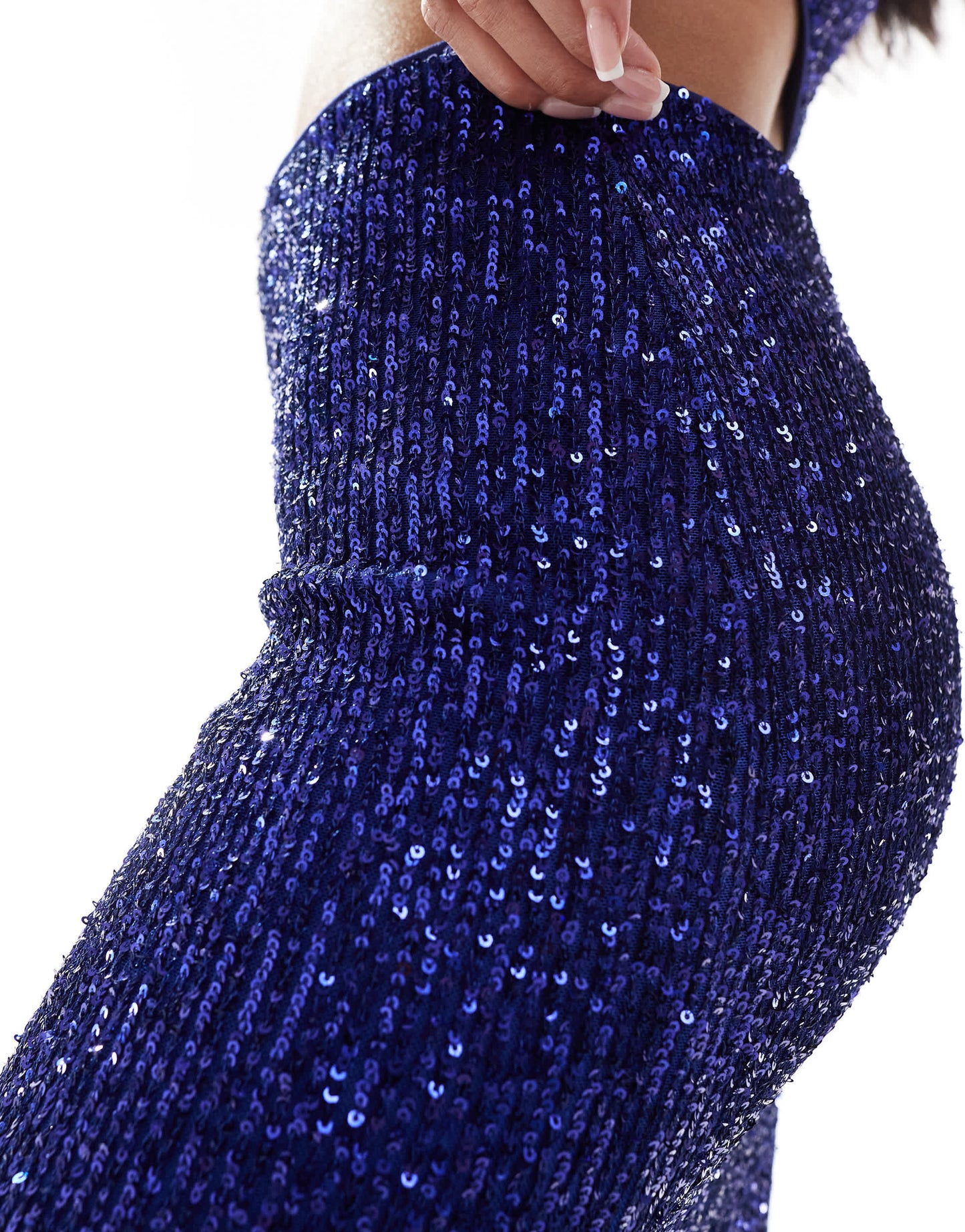 ASOS DESIGN co-ord sequin column midi skirt in blue