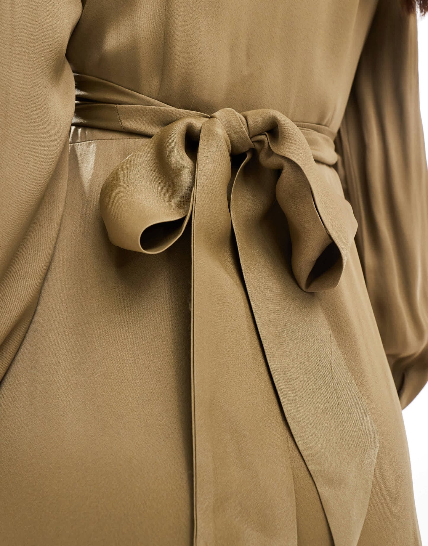 Maids to Measure Bridesmaid long sleeve button front maxi dress in olive